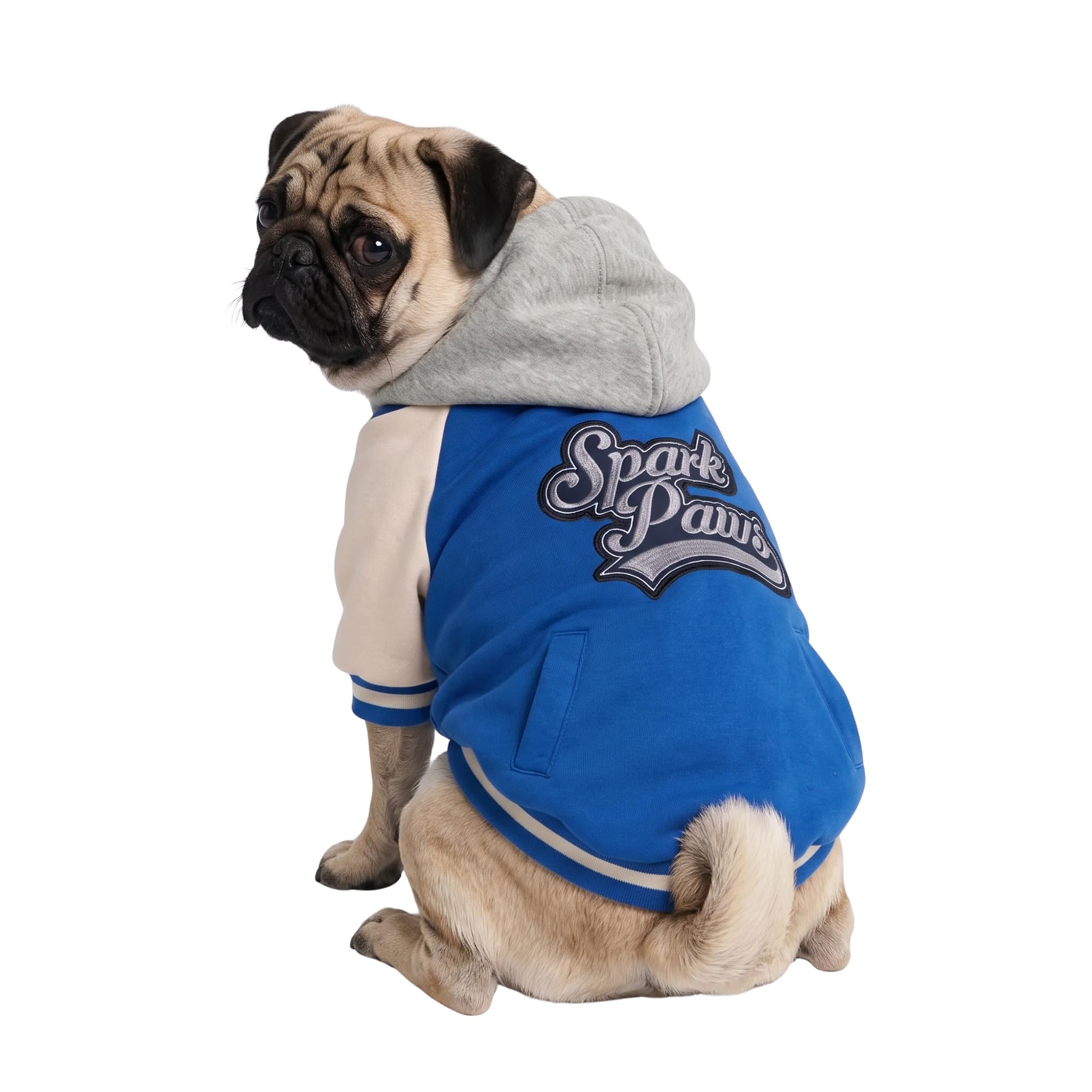 Spark Paws Varsity Dog Hoodie - Dog Sweater for Small Medium Large Dogs