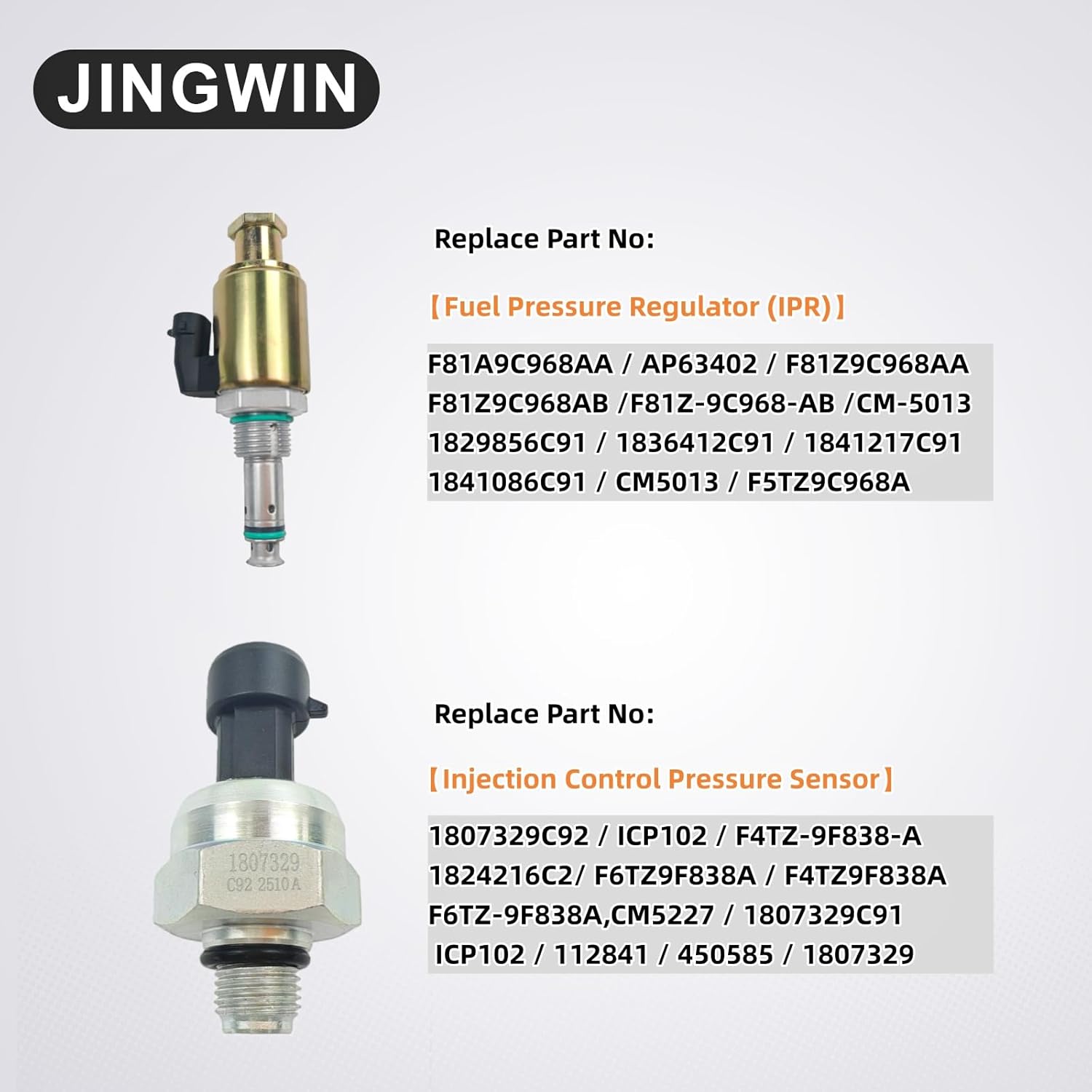 F81Z9C968AA 1829856C91 IPR Valve Injection Pressure Regulator and ICP Injection Control Pressure Sensor Kit with Electrical Connector for 7.3L Powerstroke 1995-2003 F250 F350 F450 F550 E350 E450 E550