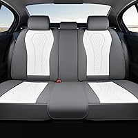 Vista 57 de Coverado - Juego completo de fundas de asiento de automóvil grises de cuero napa, impermeables, con cojín para asientos delanteros y respaldos, apto