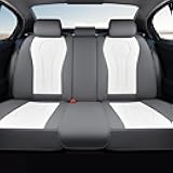Coverado Rear Seat Covers, White Car Seat Cover, Back Seat Cover, 3-Pieces Luxury Car Seat Cushion, Leather Seat Cover Seat Protector Universal Fit Most Cars