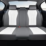 Coverado Rear Seat Covers&comma; White Car Seat Cover&comma; Back Seat Cover&comma; 3-Pieces Luxury Car Seat Cushion&comma; Leather Seat Cover Seat Protector Universal Fit Most Cars