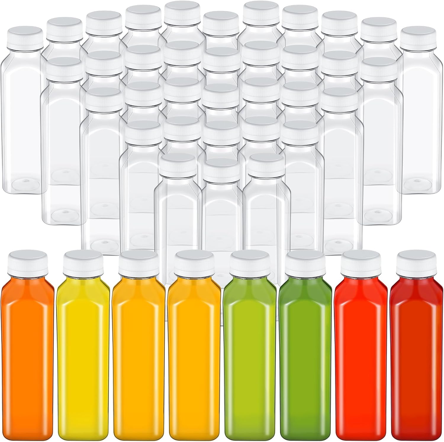 48 Pcs Plastic Juice Bottles Bulk with Caps, Small Reusable