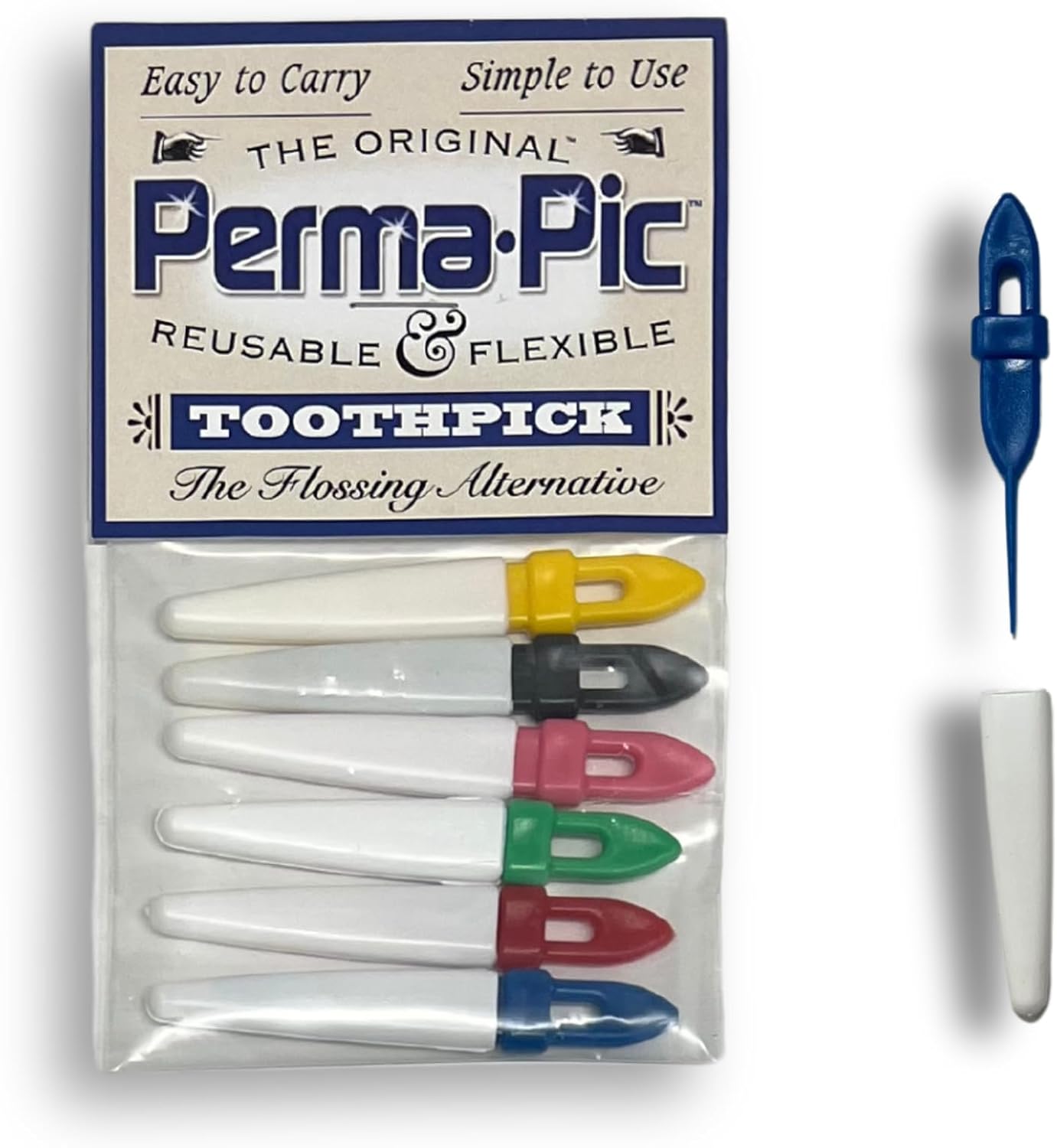 Original Perma Pic Reusable Toothpicks (12-Pack) - Flossing Alternative, Portable & Travel-Ready, Easy Clean, Durable Picks for Oral Hygiene on-the-Go