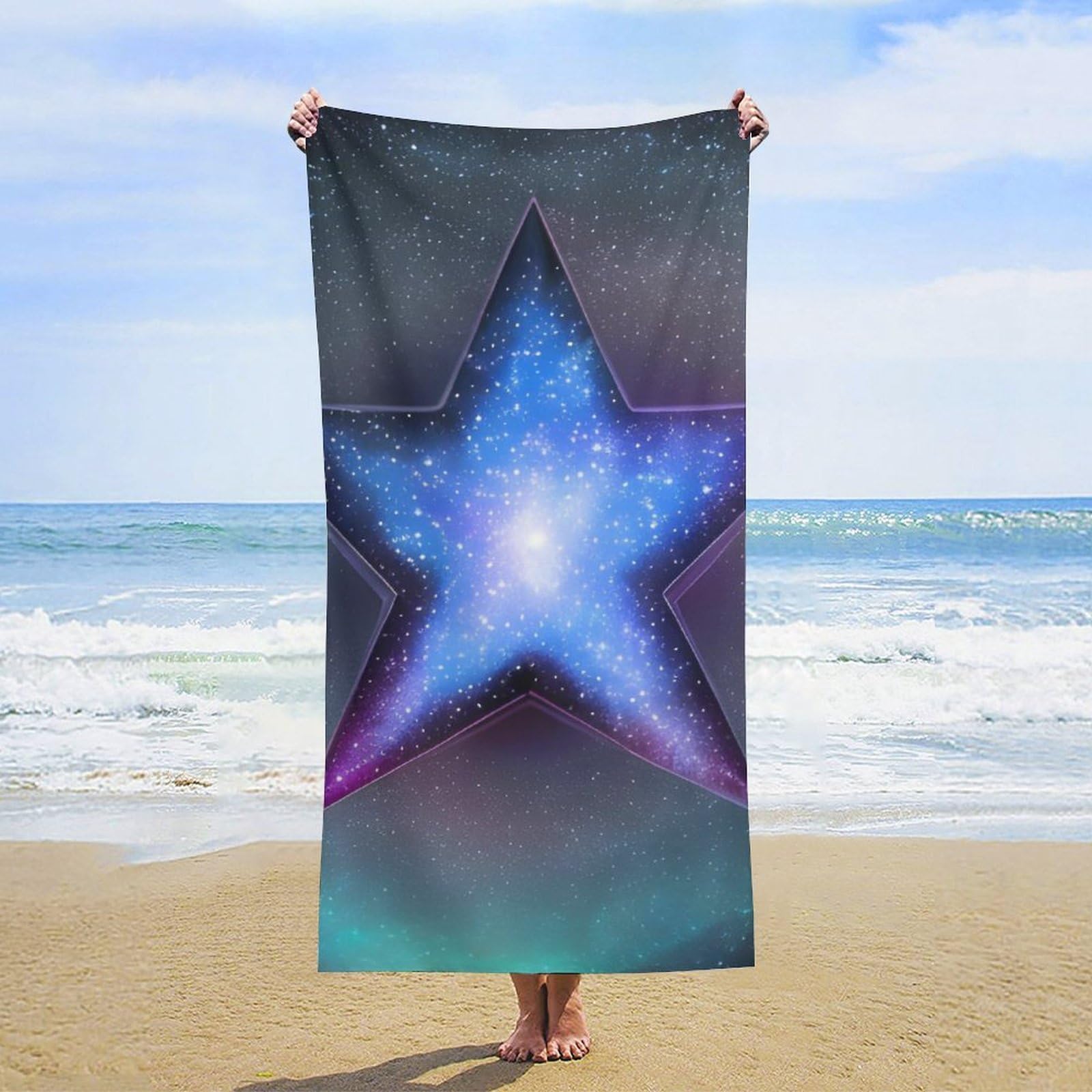 NTVOWPZO Stars Beach Towel Oversized Microfiber Bath Towels Lightweight Sand Proof Beach Towels Absorbent Pool Towels for Swimming Yoga Bathroom Towel 31.5" X 63"