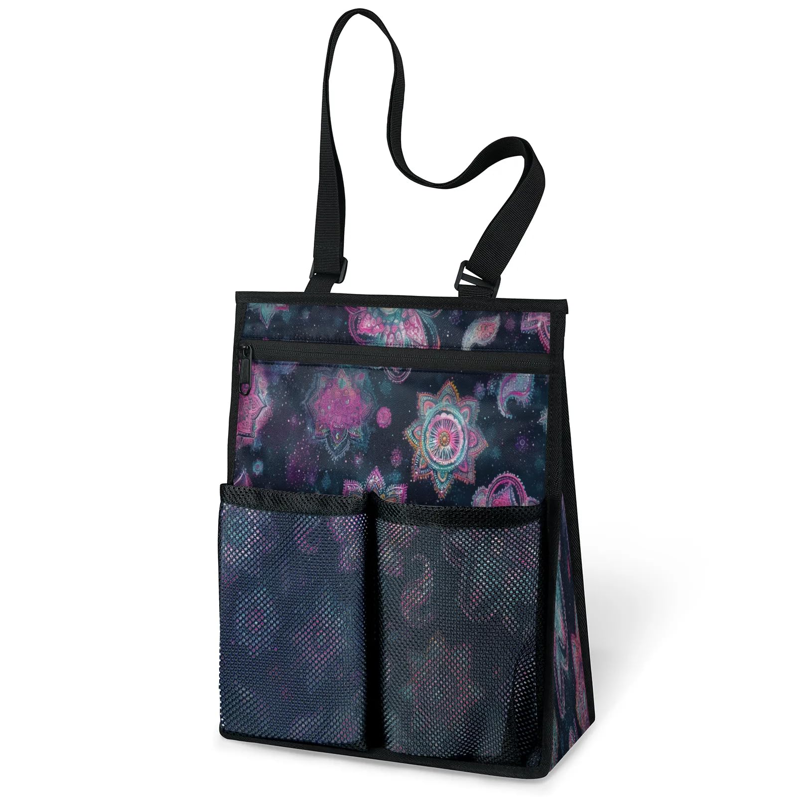 Ourtheme Ethnic Flower Mandala Portable Shower Bag for Travel Gym Camp Beach Tote Shower Caddy Bags Hanging Toiletry