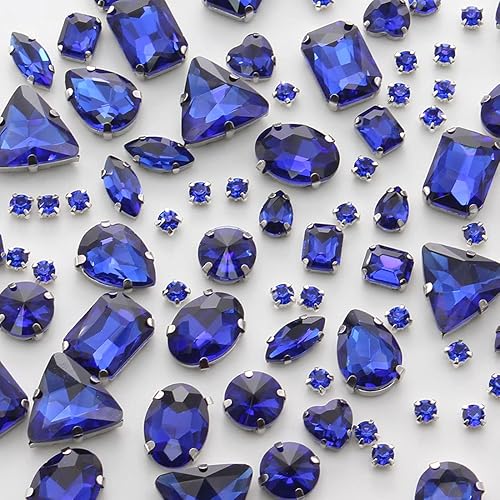 TANOSII 100 diamantes de imitación para coser con formas mixtas, gemas de cristal para coser en gemas de cristal, parte trasera plana con garra