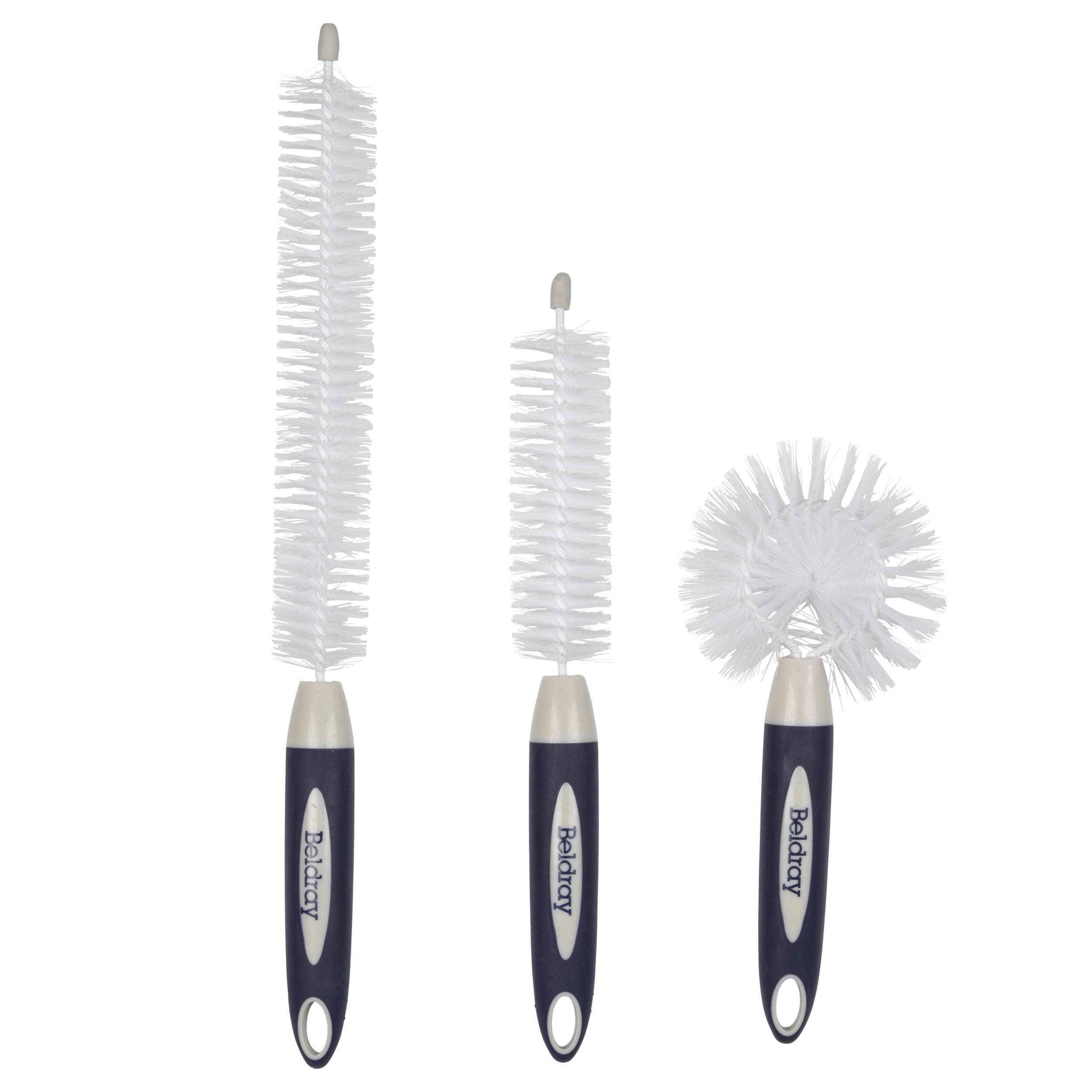 Beldray Bottle Brush Set 3-Piece Deep Clean Dish Brushes Non-Scratch Bristles