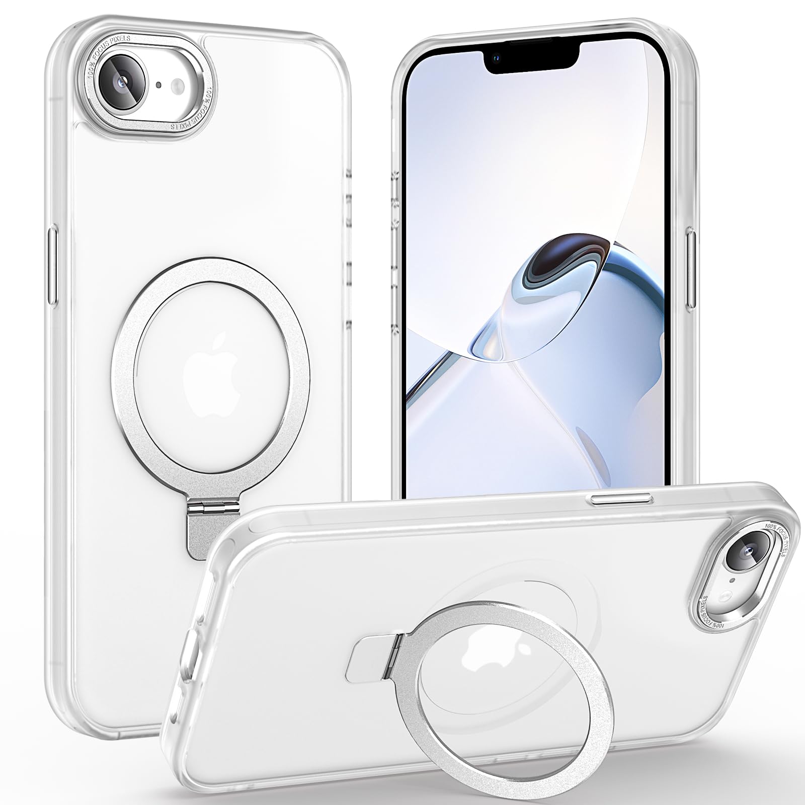 Lufanbis Magnetic for iPhone 17e Case & iPhone 16e Case with Ring Stand, [10 FT Drop Protection] [Velvety Touch] Slim Translucent Matte Back