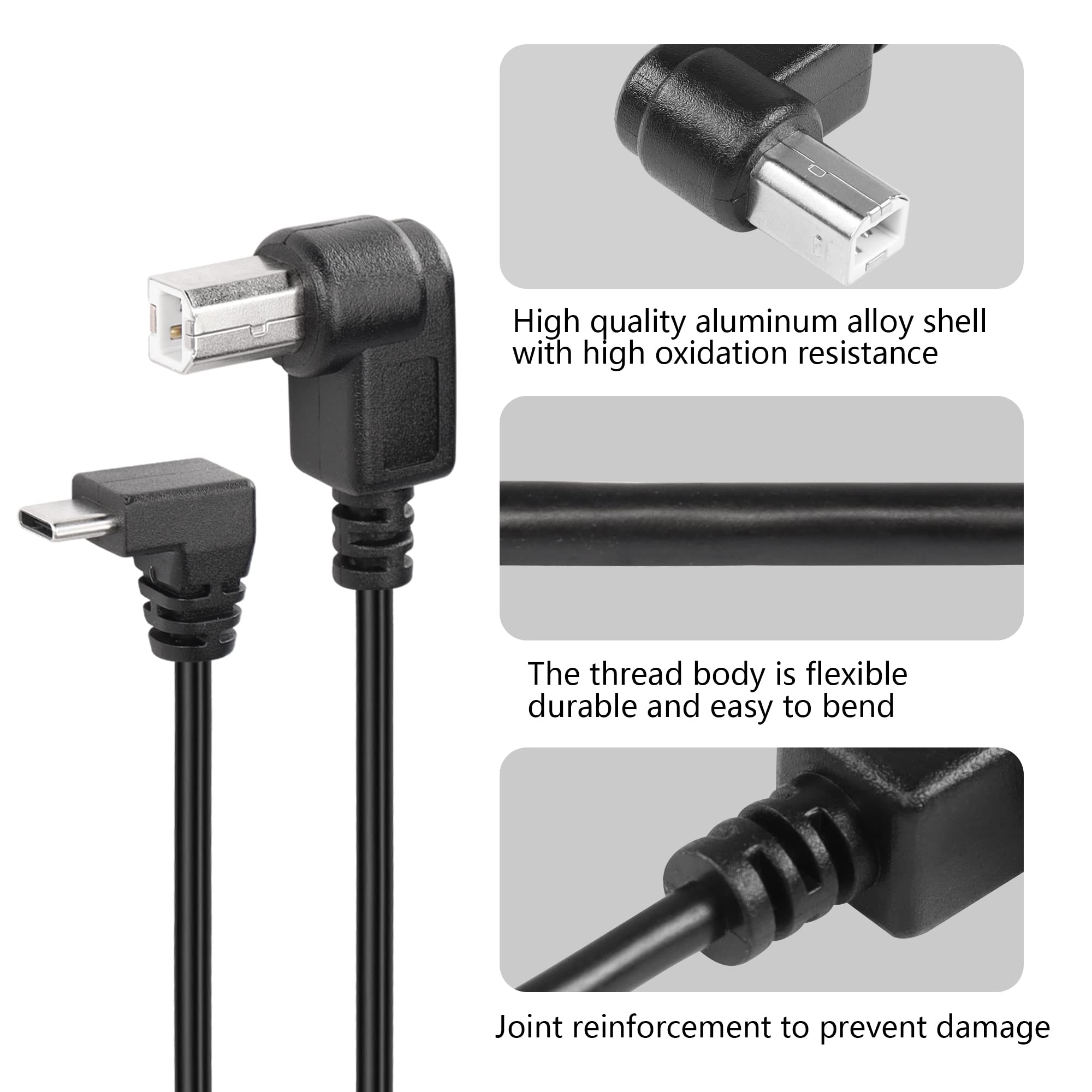 Cable Matters Cavo corto da USB B a USB C, 0,3 m, cavo da USB-C a USB-B, cavo MIDI a USBC, compatibile con stampante, controller/tastiera MIDI, nero