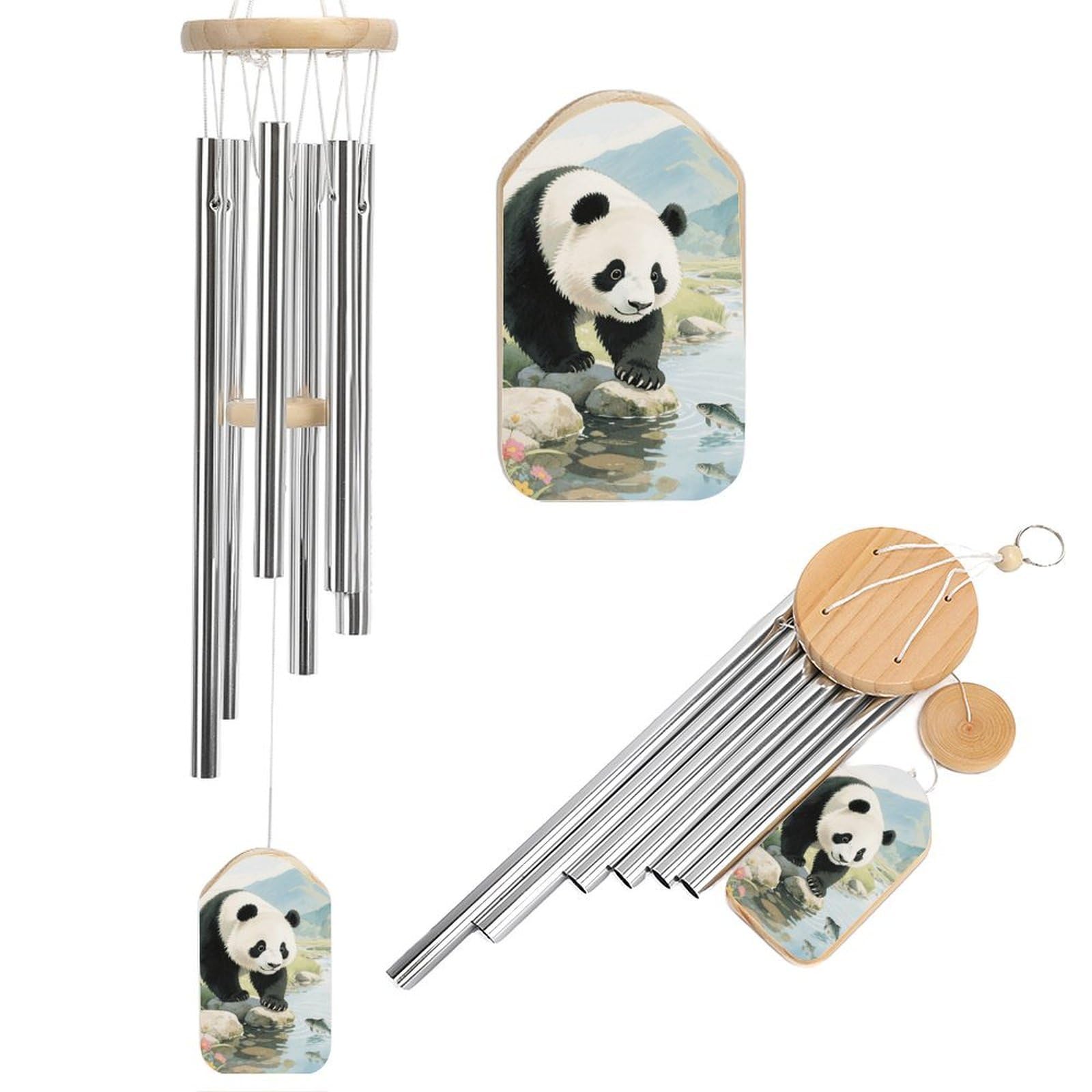 Carillon à vent panda commémoratif extérieur ton profond pour jardin