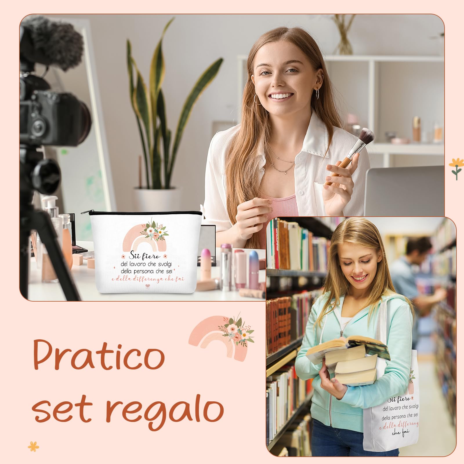 Xuniea Regalo per Colleghe Capo Maestra Donna Regali di Motivazionali Addio Ringraziamento Pochette Borsa per Cosmetici Portachiavi Borsa di Tela Laurea Compleanno Infermiera Amica Dipendente
