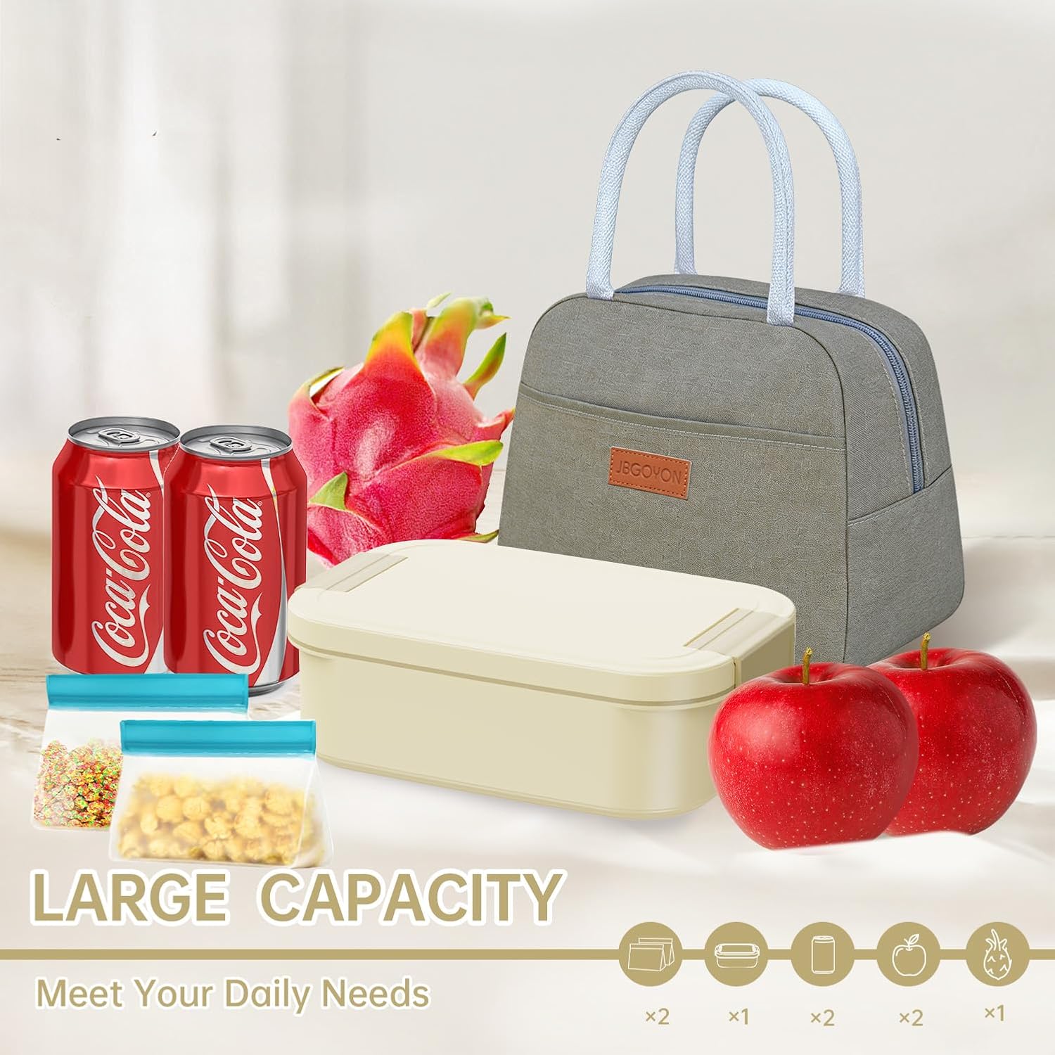 JBGOYON Bento Box and Lunch Bag Set for Work & School, Khaki image 5