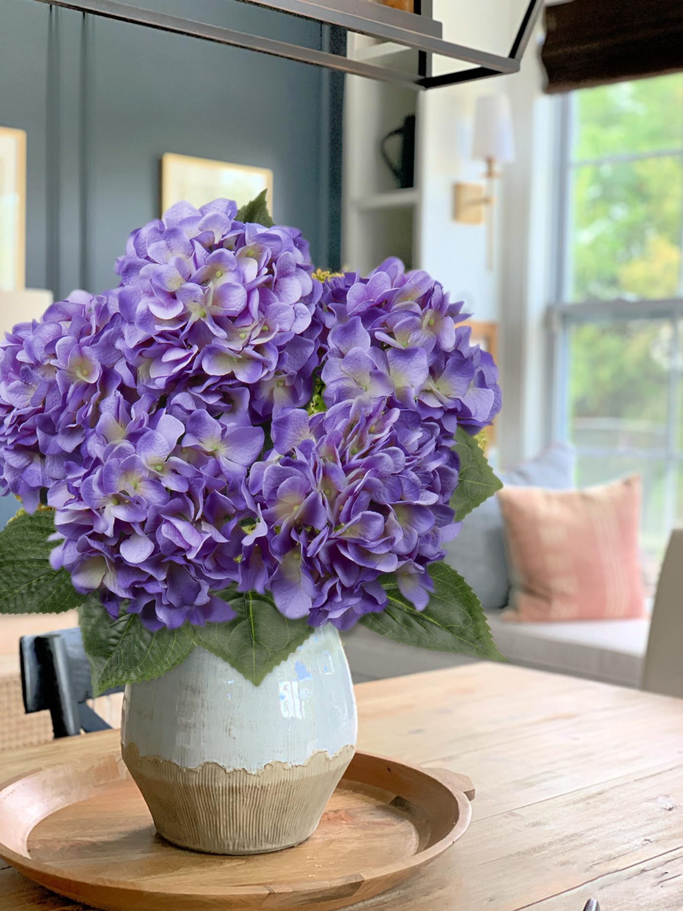 Hollyone Purple Hydrangeas Bunch Artificial Flowers - Image 4