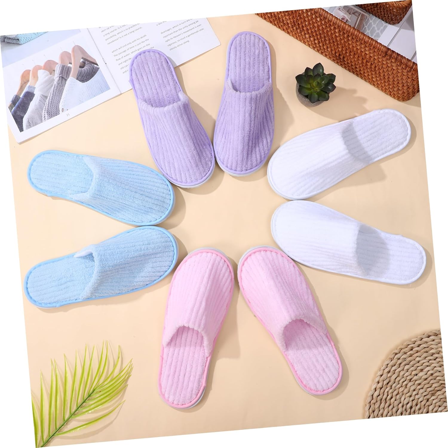minkissy 12pairs Disposable Slippers Women Men Slip House Shoes for Hotel Spa Guest Wedding Home Use