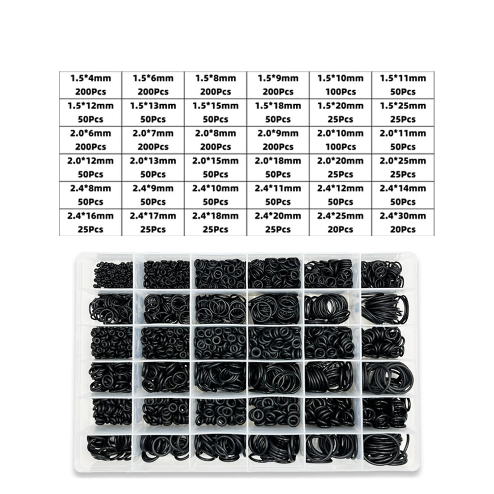Junta tórica de nitrilo negro, arandela de goma, junta tórica NBR, junta de sellado, grifo de plomería for automóvil, reparación de agua, aceite resistente(2840pcs 1set)