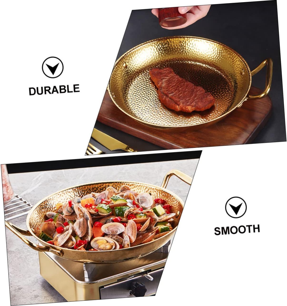 Ciieeo Stainless Steel Paella Pot Double Handle Pan Cooking Pan for Induction Cooktop