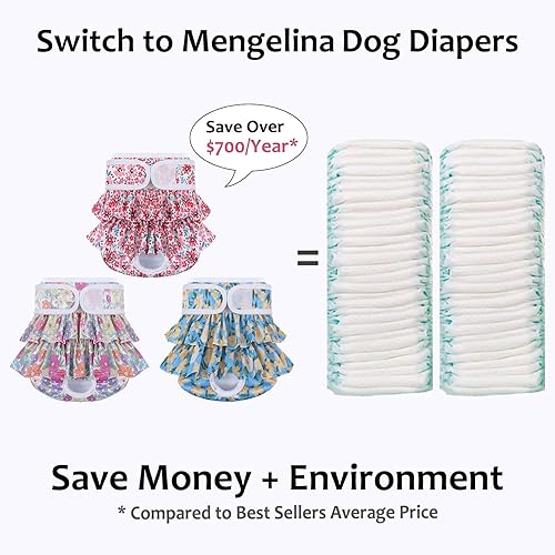 Miniatura 5 de Pañales reutilizables para perras hembras, paquete de 3, pañales para perras para período, celo e incontinencia, entrenamiento de cachorros