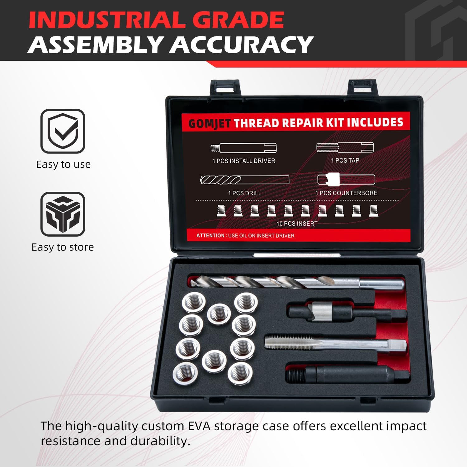 M14X1.5 Metric Thread Repair Kit, with M14X1.5X17.8MM Stainless Steel Insert Qty 10