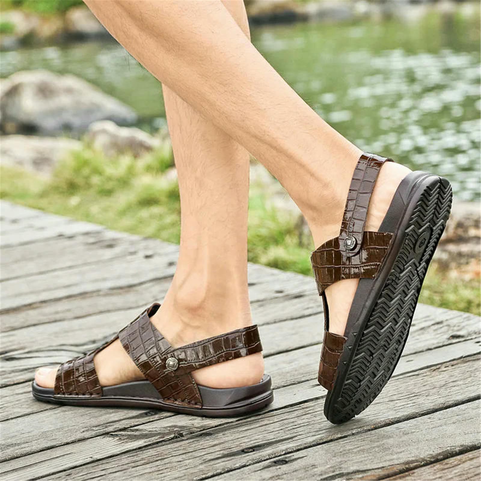 Claquettes Hommes Femme Sandales Chaussures De Camping Travail Quotidiennes-marron-2-43