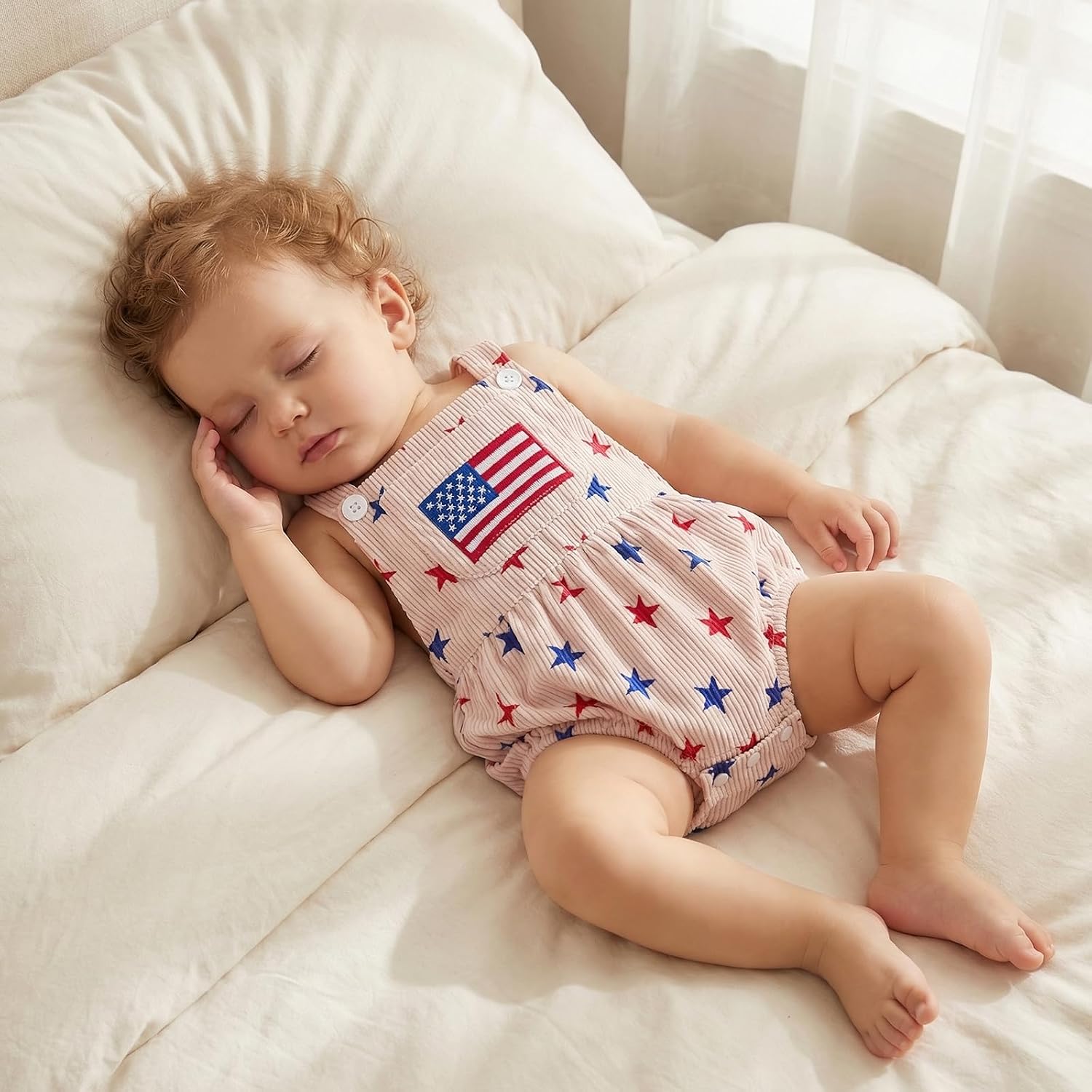 4th of July Infant Baby Girls Romper Independence Day Outfit Newborn 3 6 12 18 Months Girl Jumpsuit Overall