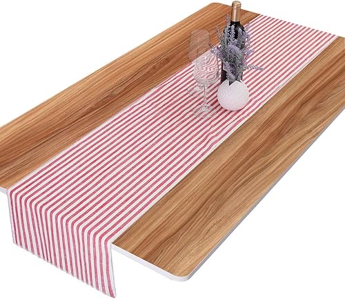Miniatura 4 de rockcloud Camino de mesa a rayas de algodón y lino para decoración de mesa para banquete de boda, Navidad, cumpleaños, graduación, graduación,