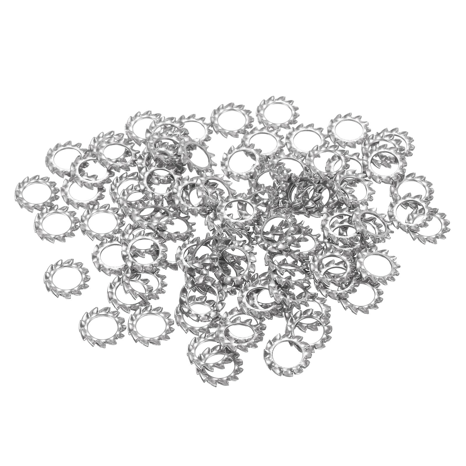 sourcing map 100 Pcs 304 Stainless Steel External Tooth Lock Washers, M5 Star Locking Washer Serrated Washer for Screw Bolt Mechanical Equipment Fasteners, Silver