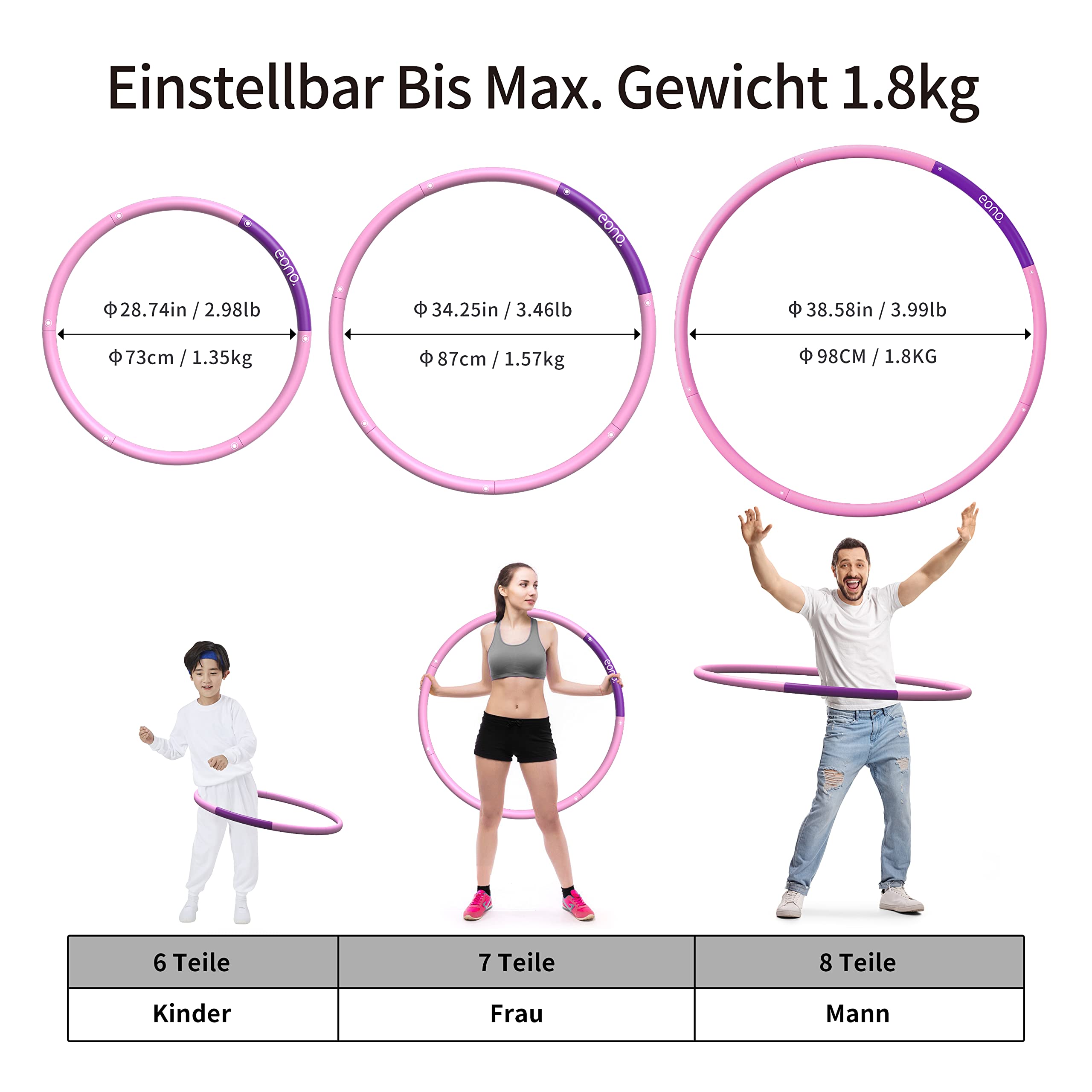 Eono by Amazon - Hula Hoop-Pink Lila (7-1)
