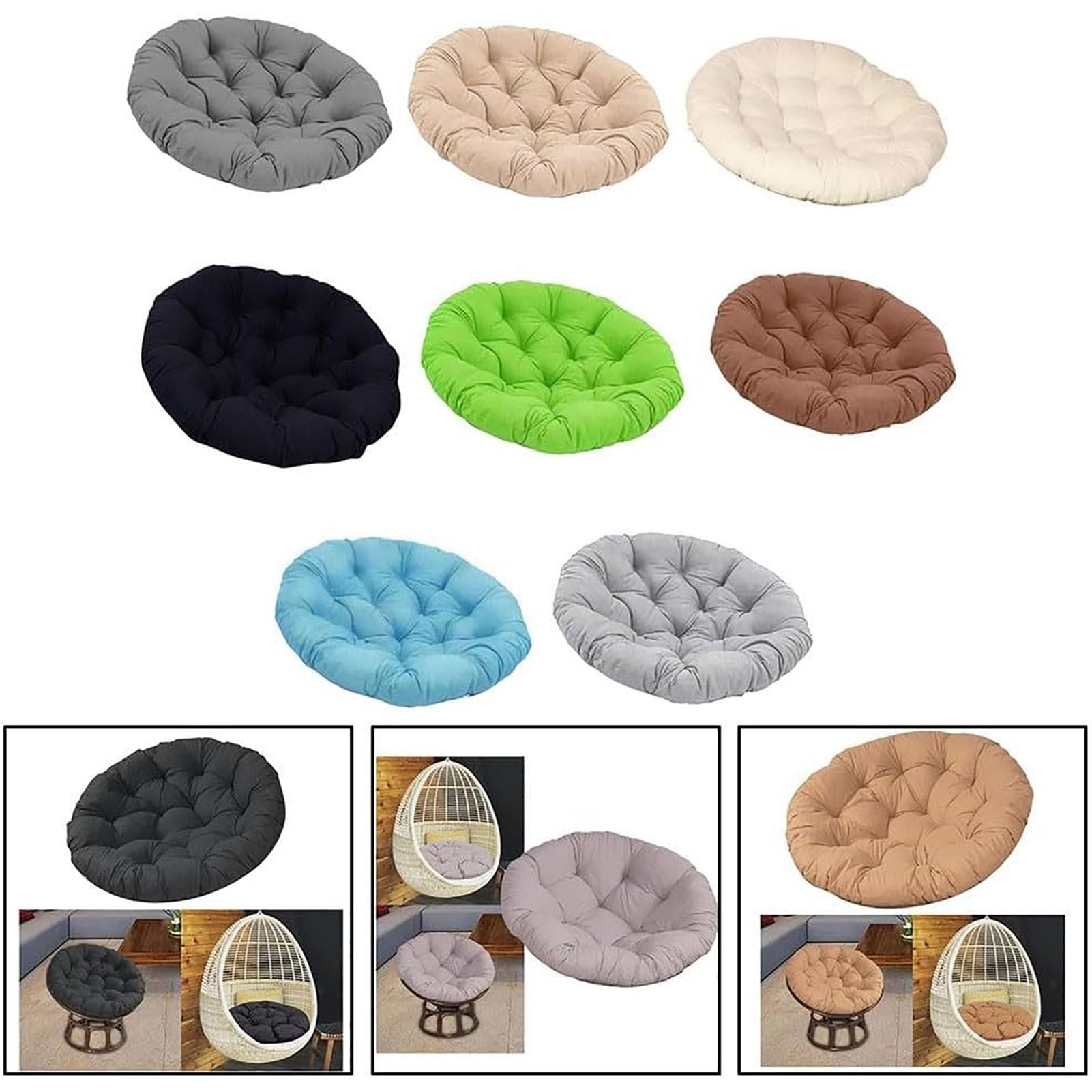 Cojín redondo para silla de jardín, color azul, 100 x 100 cm de grosor, cojín para sillón giratorio de jardín, cesta y silla de balcón, silla de 90 x 90 cm, no incluida
