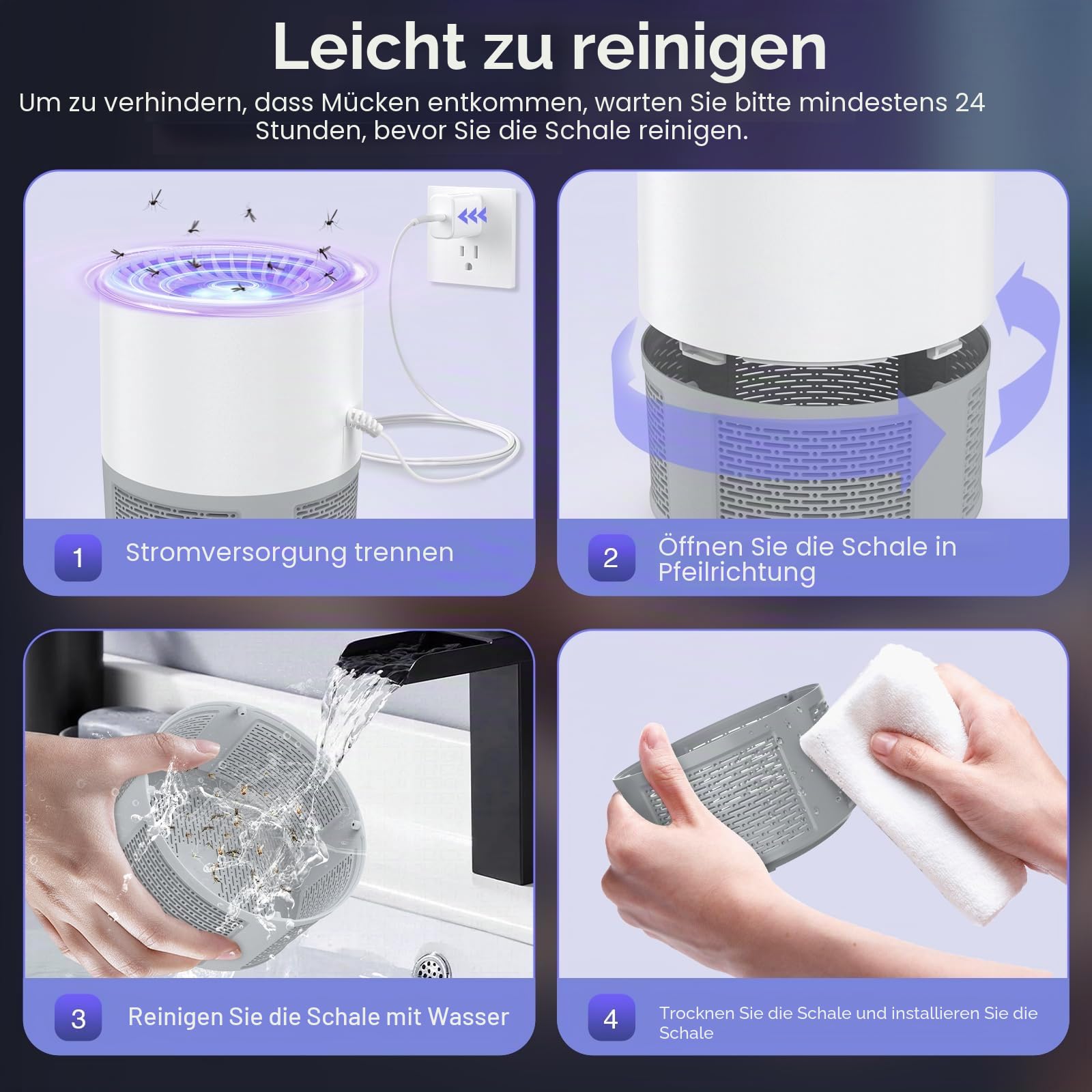 Insektenvernichter Elektrisch, UV Mückenlampe Fliegenfalle Innenbereich Mückenfalle Mückenschutz, USB Mosquito Repellent Tragbare Fliegenfallen für Schlafzimmer, Wohnzimmer Büro, Küche und Camping
