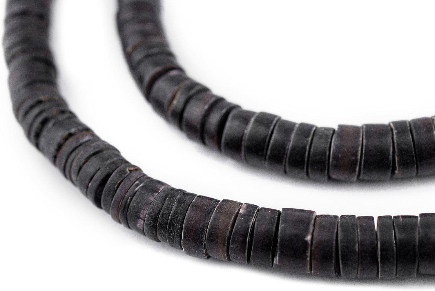 The Bead Chest Matte Black Shell Heishi Beads 8mm 24 Inch Strand