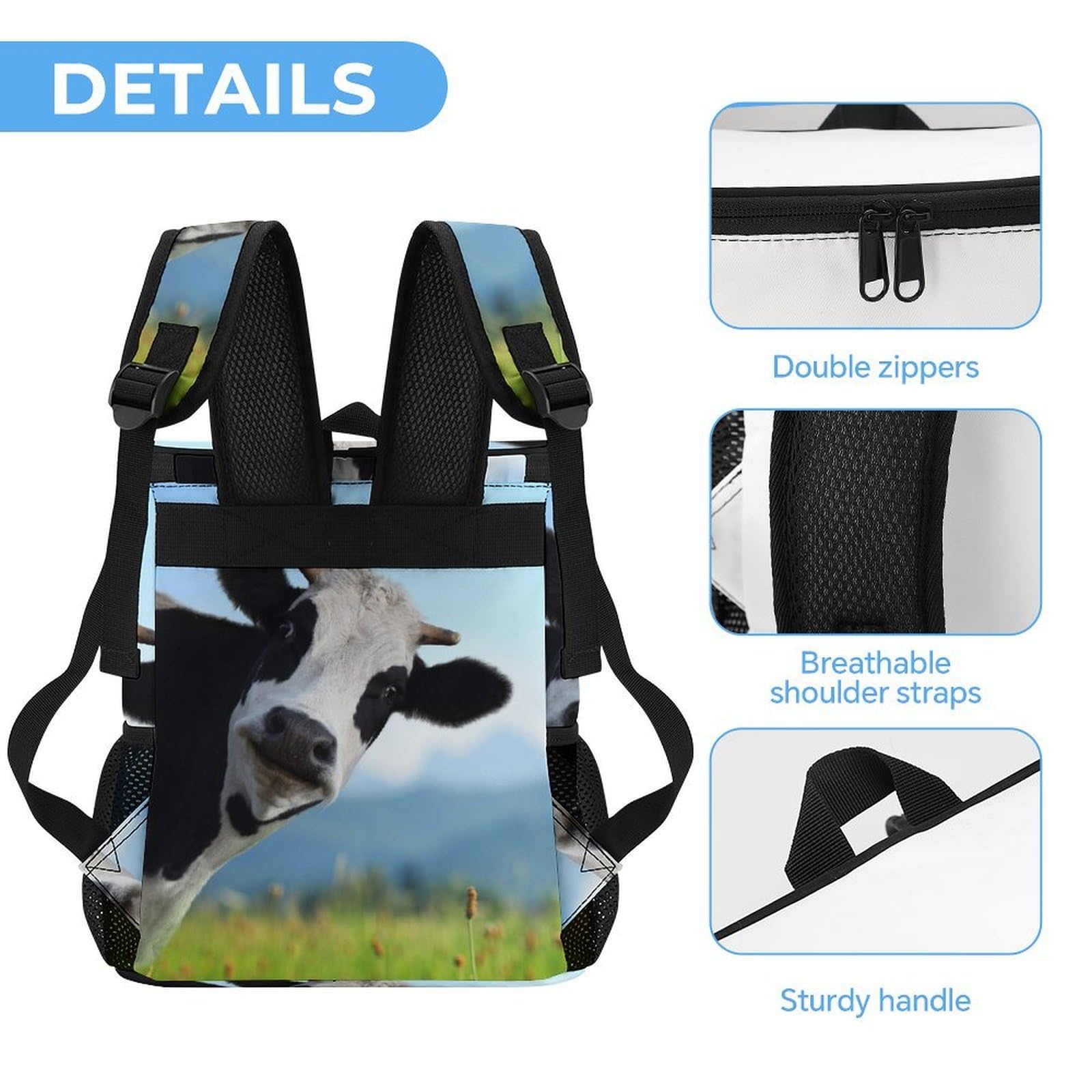 Bonita mochila térmica térmica a prueba de fugas de tela de sarga de poliéster resistente con correas acolchadas ajustables, bolsa térmica para picnic, camping, actividades al aire libre