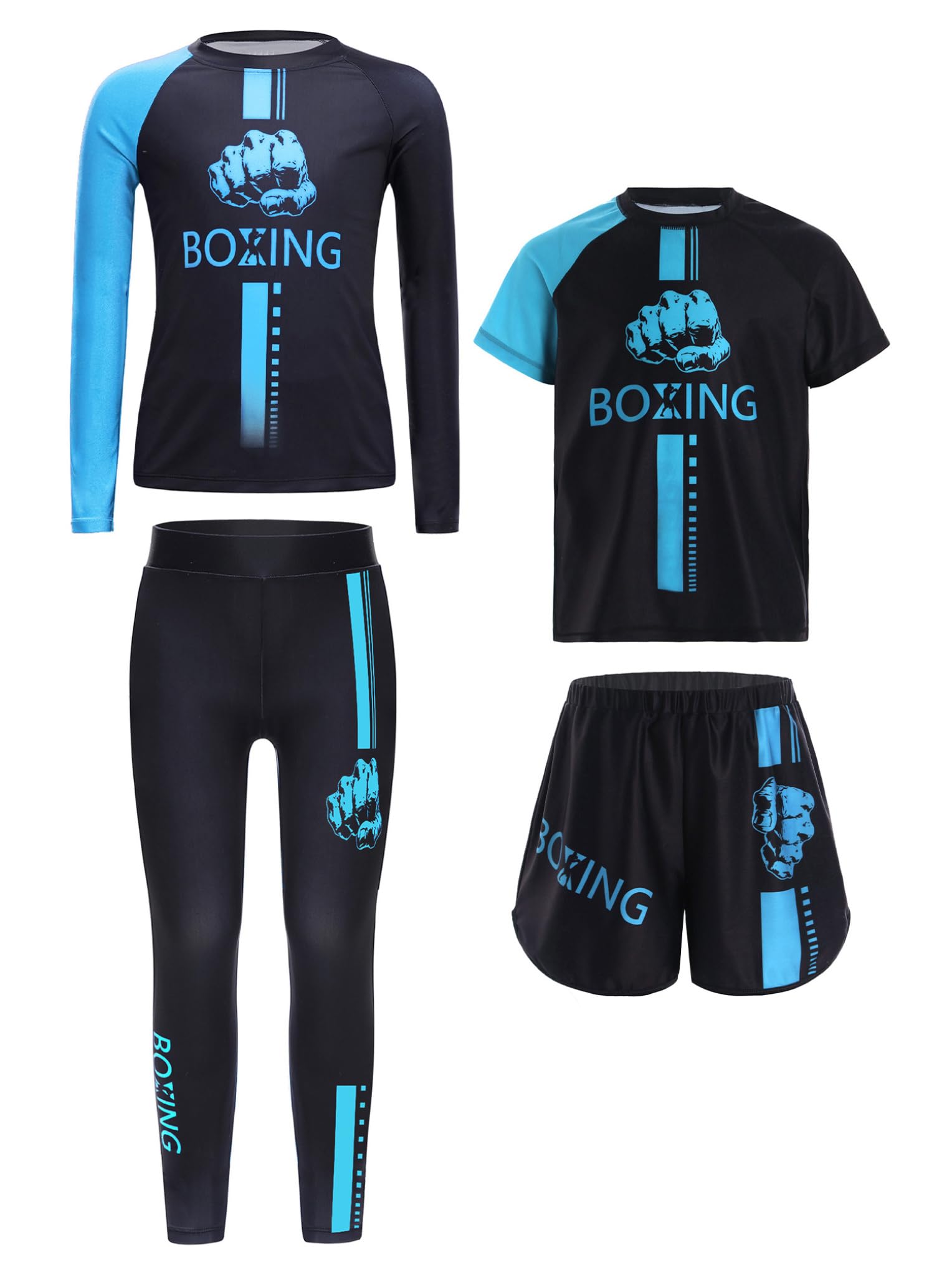 Conjunto de Boxeo para Niño y Adolescente Muay Thai MMA Kickboxing Grappling Artes Marciales Camisa Pantalones