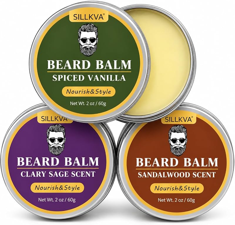 Bálsamo para Barba SILLKVA, Pacote com 3 de 56,7 g, Fragrâncias de origem vegetal
