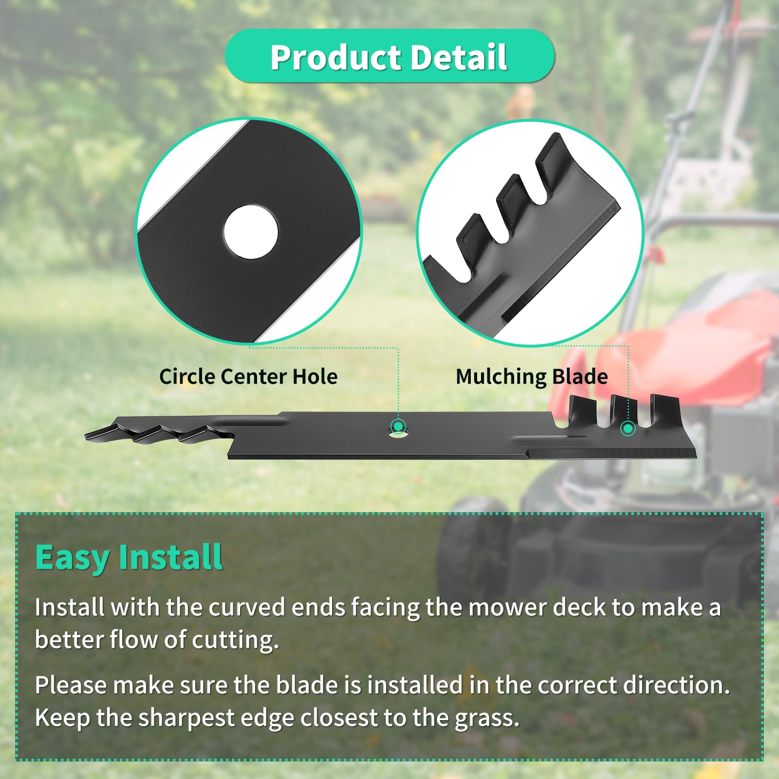 M115496 Cuchillas de mantillo para cubierta de 54 pulgadas, cuchillas de cortacésped GY20569 compatibles con cortacésped Scotts John Deere 345 325 335, sustituye a M111523, M113518, M115329,