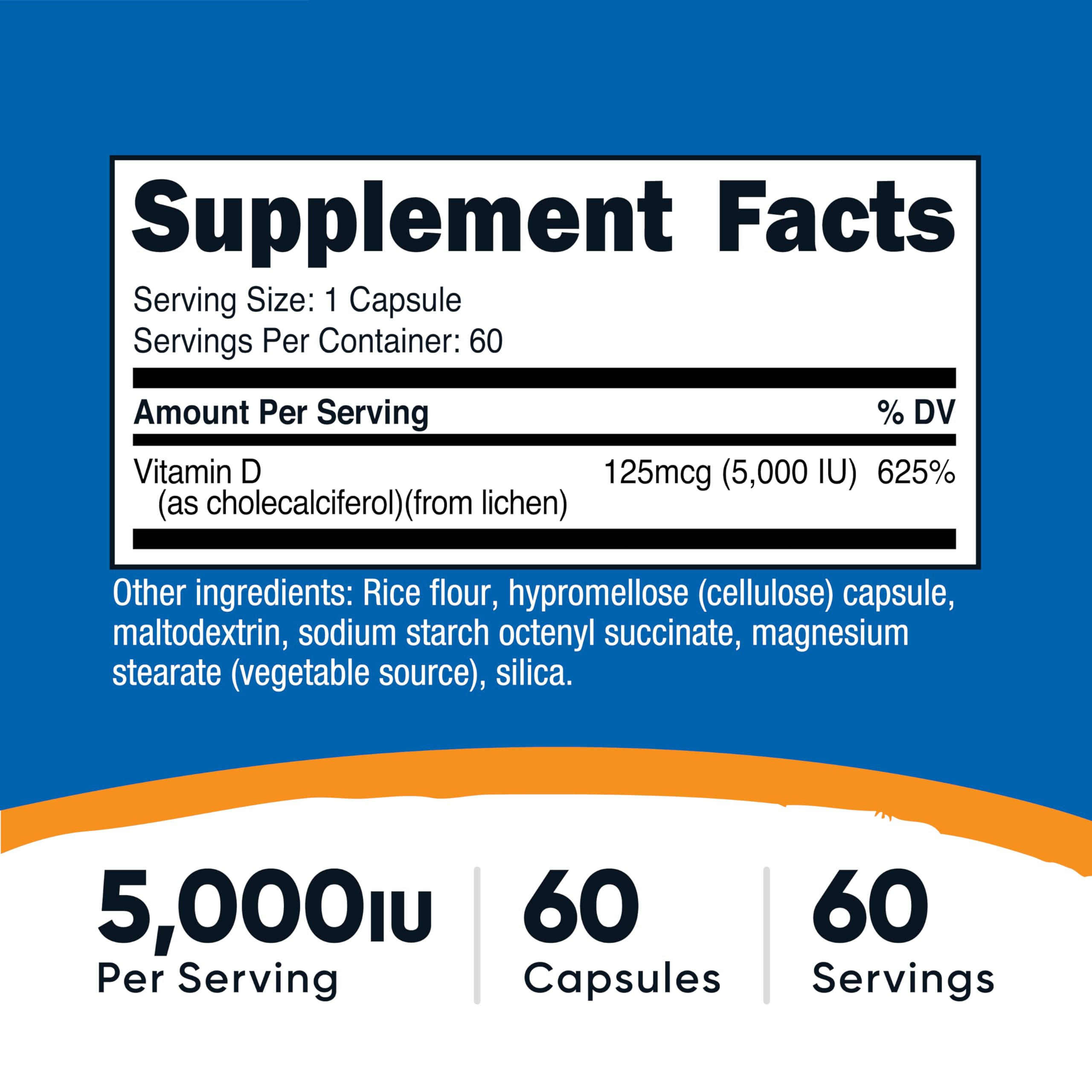 Nutricost Vegan Vitamin D3 (5,000 IU) 60 Capsules, Gluten-Free, GMO-Free — Amazon image 2