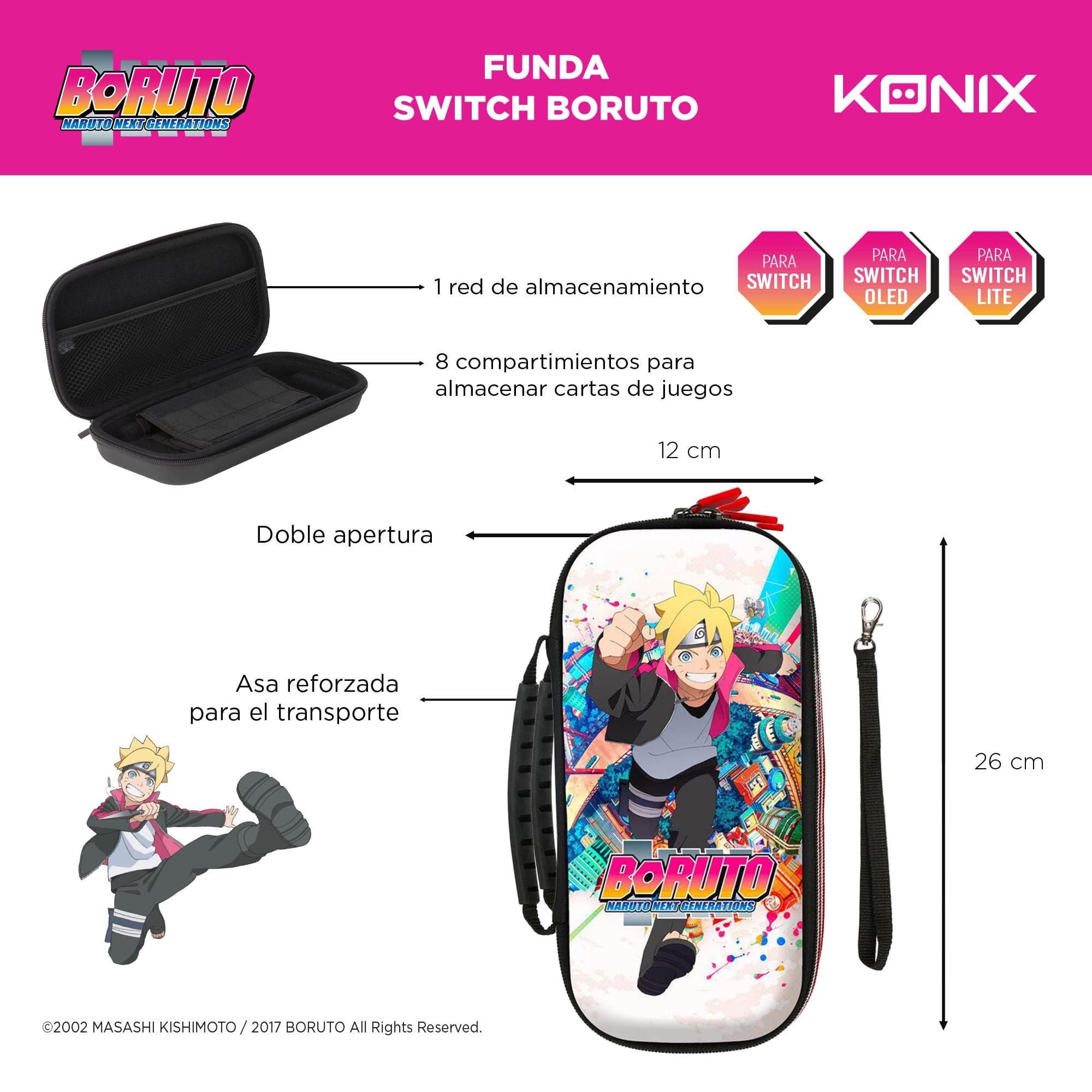 Konix My Hero Academia Funda de protección y Transporte para Nintendo Switch, Switch Lite y Switch OLED - 8 Juegos - Diseño My Hero Academia - Negro — view 120