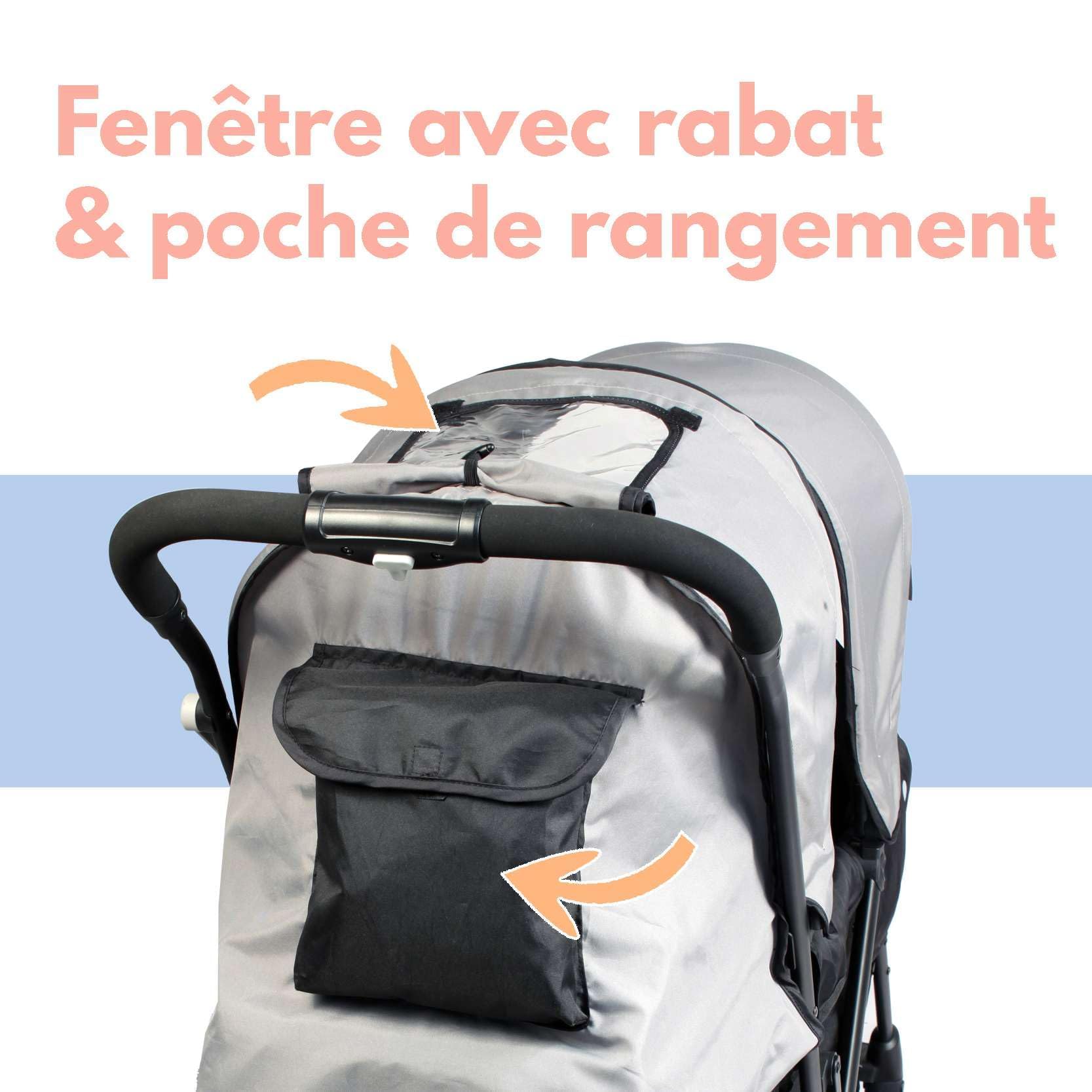 BAMBISOL | Poussette Double Bébé & Nouveau-Né | Siège Allongeable | Pliage 1 Main | Habillage Pluie Inclus | Dossiers Réglables, Harnais 5 Points | Grand Panier | Légère & Compacte | Gris Noir