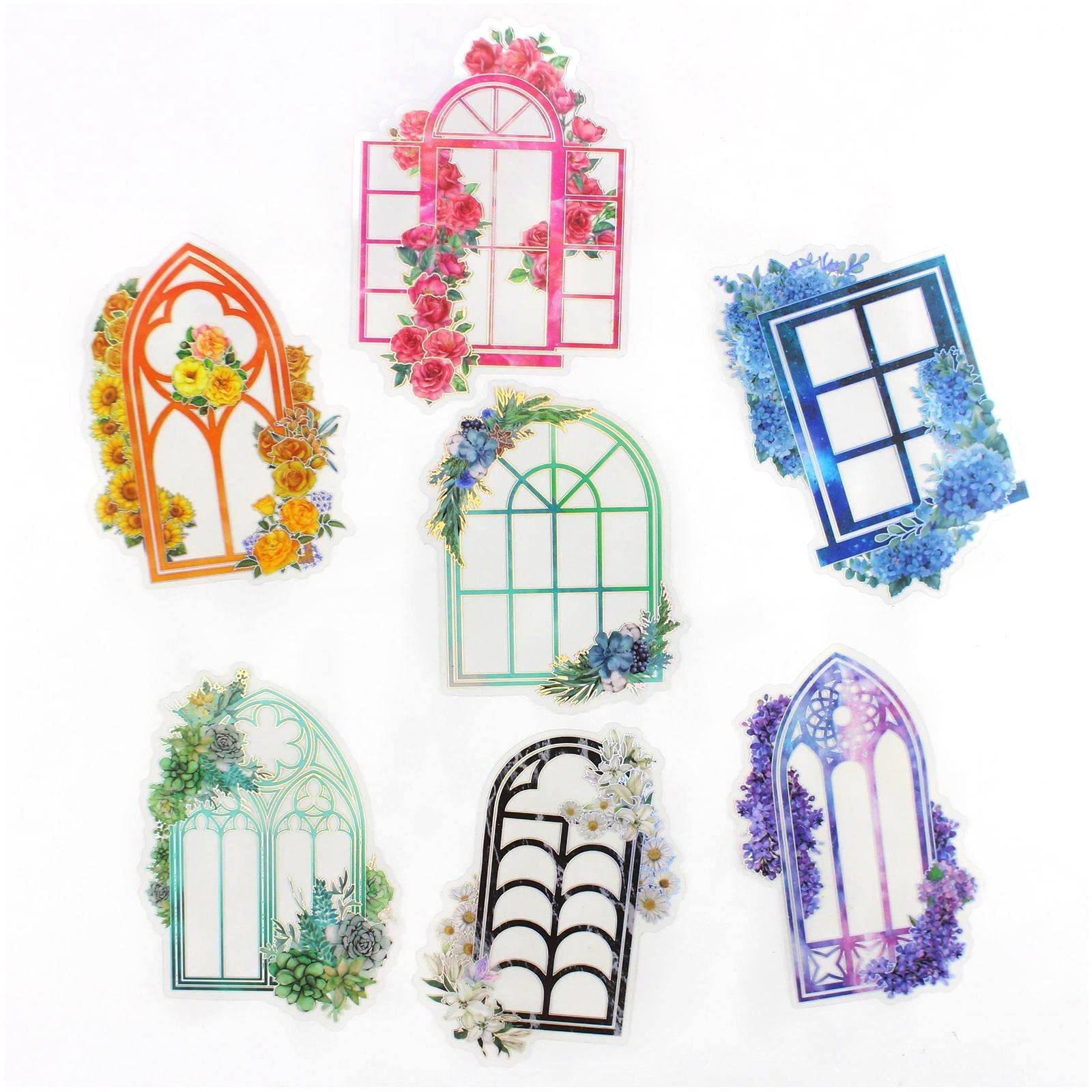 60 pcs Window Garden Sticker Transparent Collage Flower Deco Scrapbooking DIY Diary Craft Junk Journal Stationery Stickers