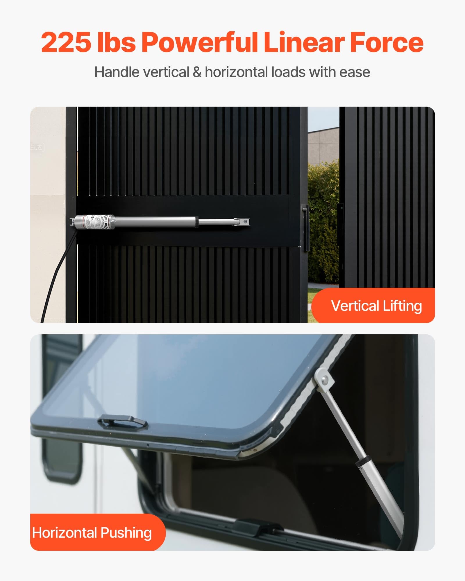 VEVOR Actuador Lineal 12 V, 203,2 mm, con 15 mm/s y 1000 N de Velocidad, Protección IP54 y Soporte de Montaje para Escritorios Elevadores, Sillones Reclinables y Abridores de Ventanas y Puertas