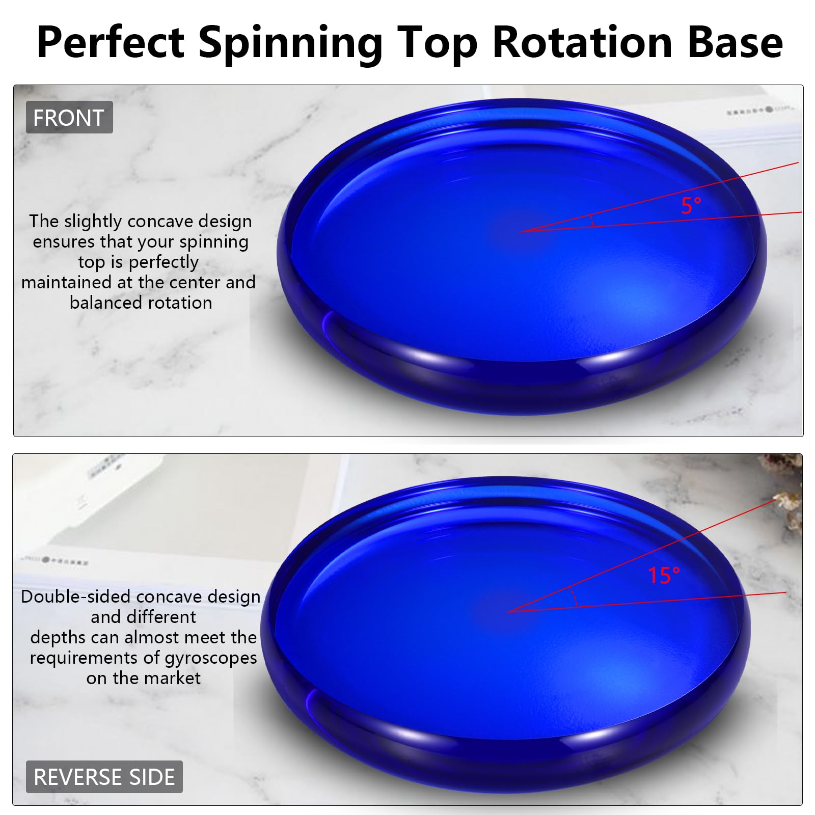 Optical Glass Spinning Top Base, Double-Concave Crystal, Diameter 120 mm (4.72"), Thickness 14 mm (0.55"), Smooth - Image 4