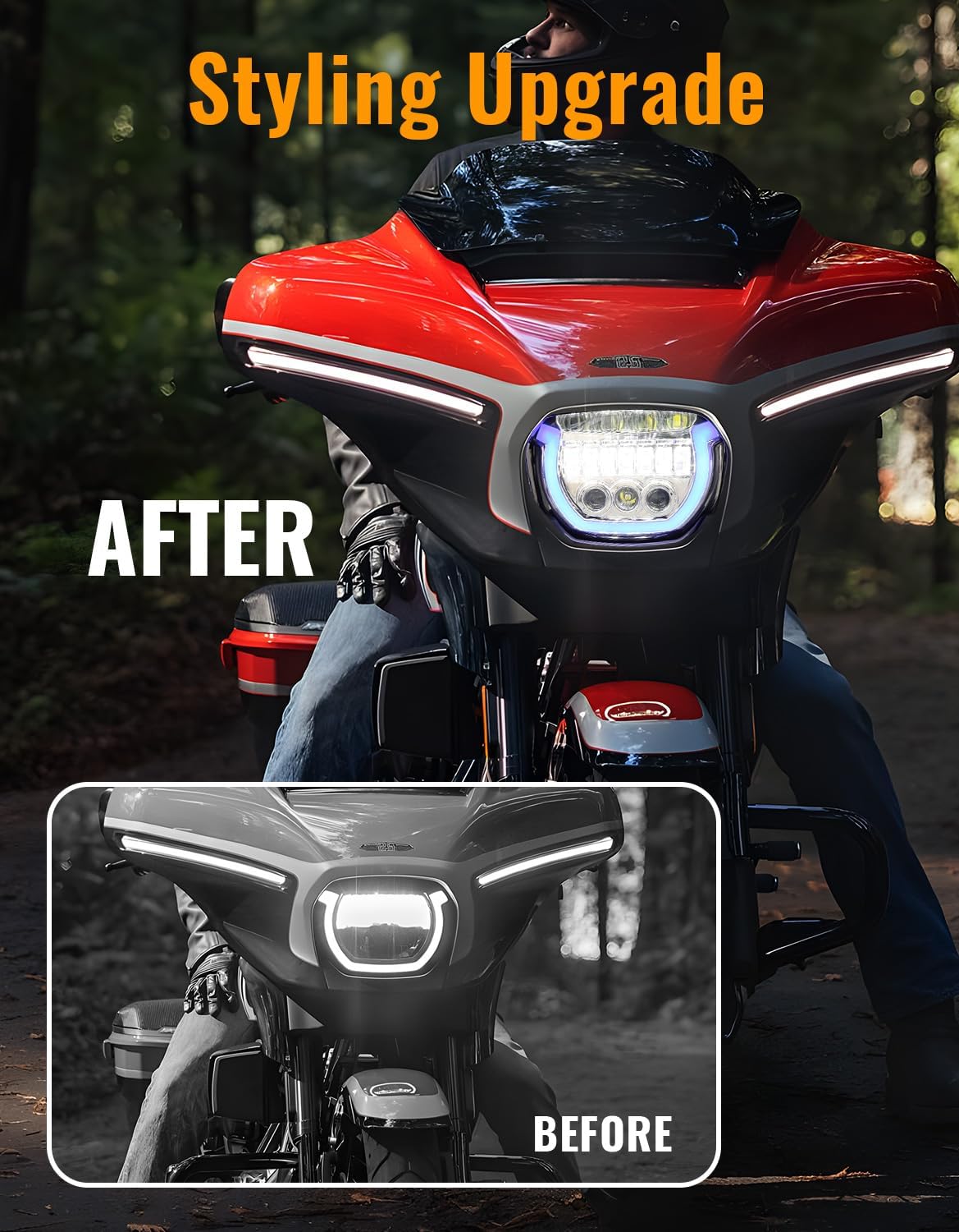 LED Headlights for Street Glide 2024, Chrome LED Head Light Headlamp Front Lamp with High/Low Beam and White DRL Lights for Harley Street Glide 2024 2025 CVO 2023-2025 Accessories