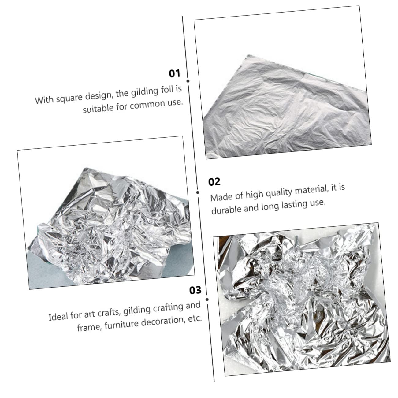 Operitacx Silver Foil Embellishment Leaves 200pcs Gold Foil Sheets for Decorative Arts
