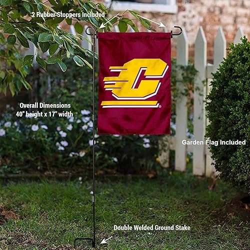 Miniatura 3 de College Flags & Banners Co. Central Michigan Chippewas - Bandera de jardín con soporte para poste