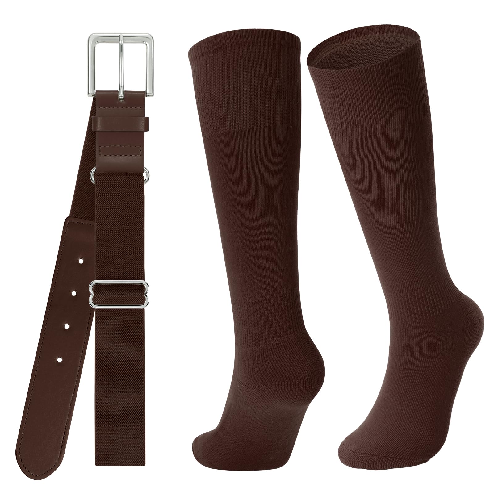 JASGOOD Baseball Socks and Belt for Youth Adult Softball Socks and Belt Combo Elastic Belt for Men