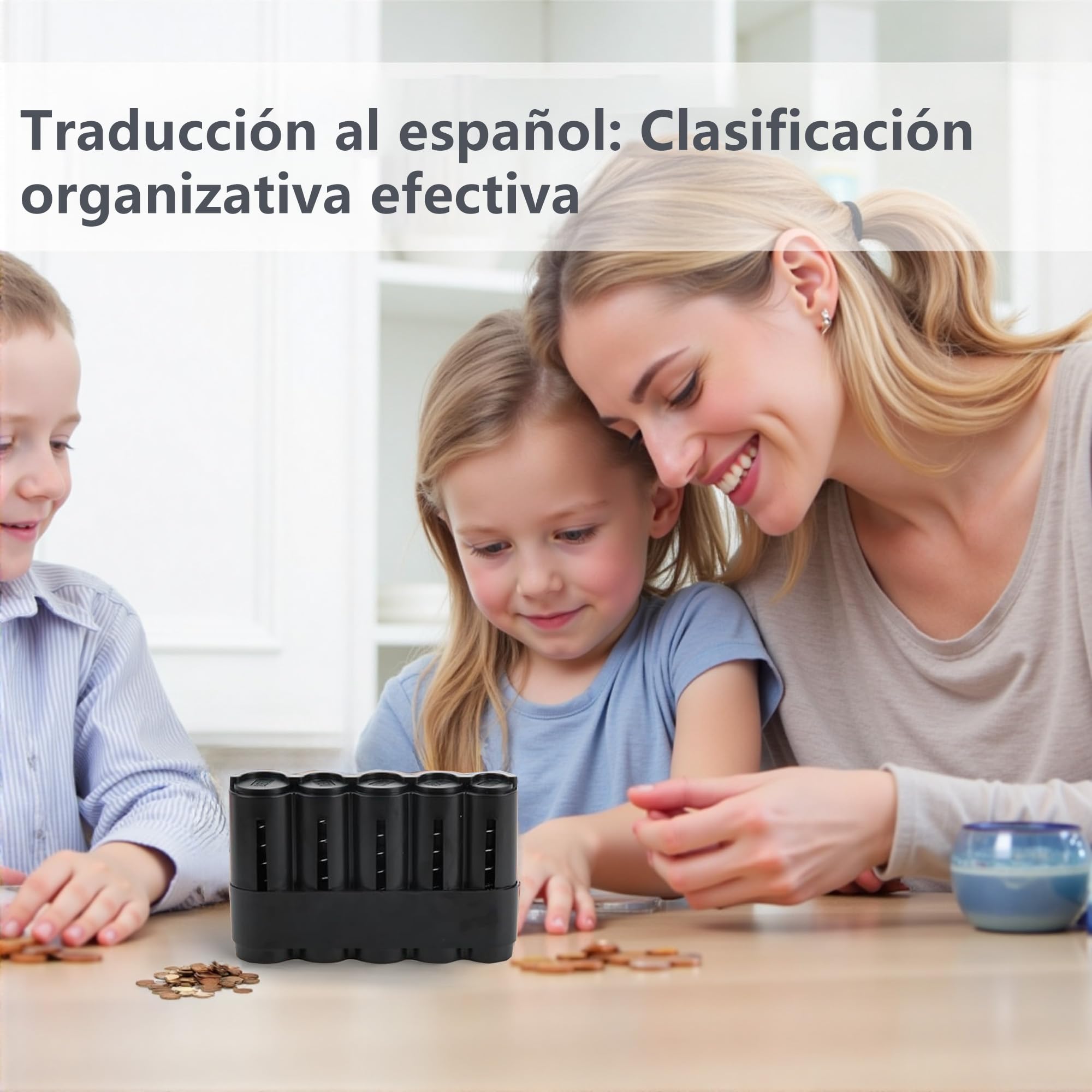 Portamonedas Clasificador Profesional Organizador de Monedas Duradero Negro