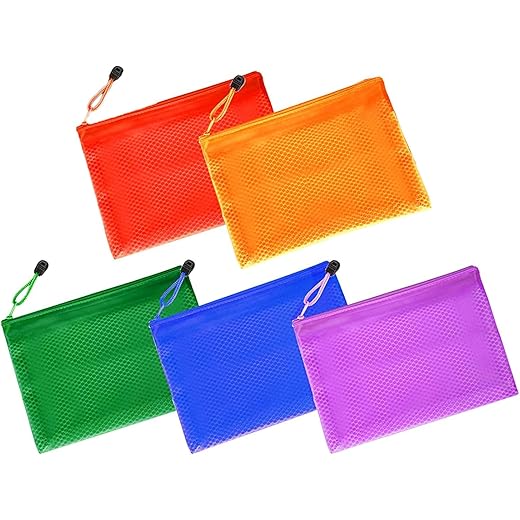 JARANI Waterproof Zipper Envelope Pouch Set of 5 17 cm