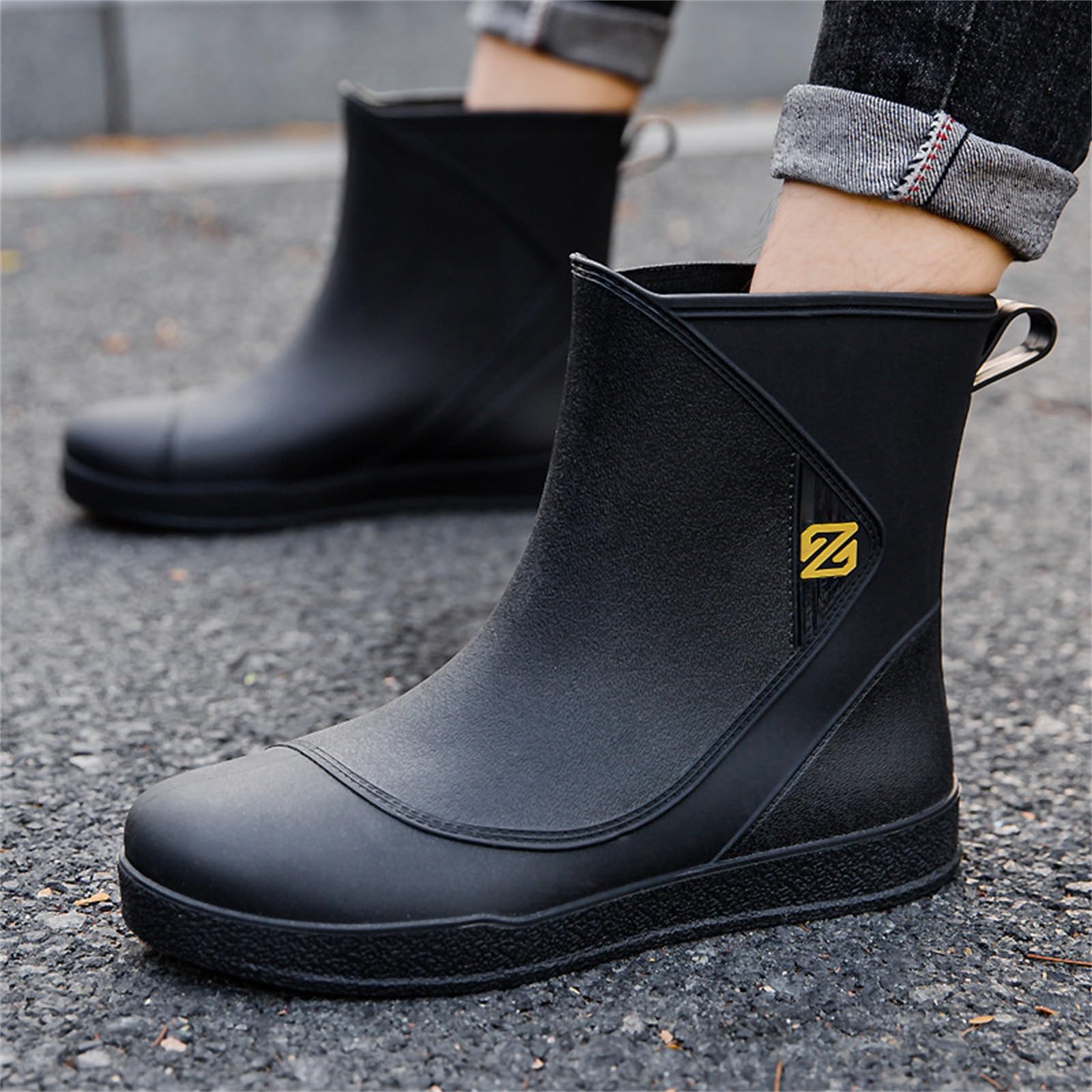 Botas de goma para hombre, botas de lluvia, impermeables, antideslizantes, botas de lluvia, zapatos de goma, zapatos de jardín, botas de goma cortas, botas de lluvia para exteriores, botas de tobillo