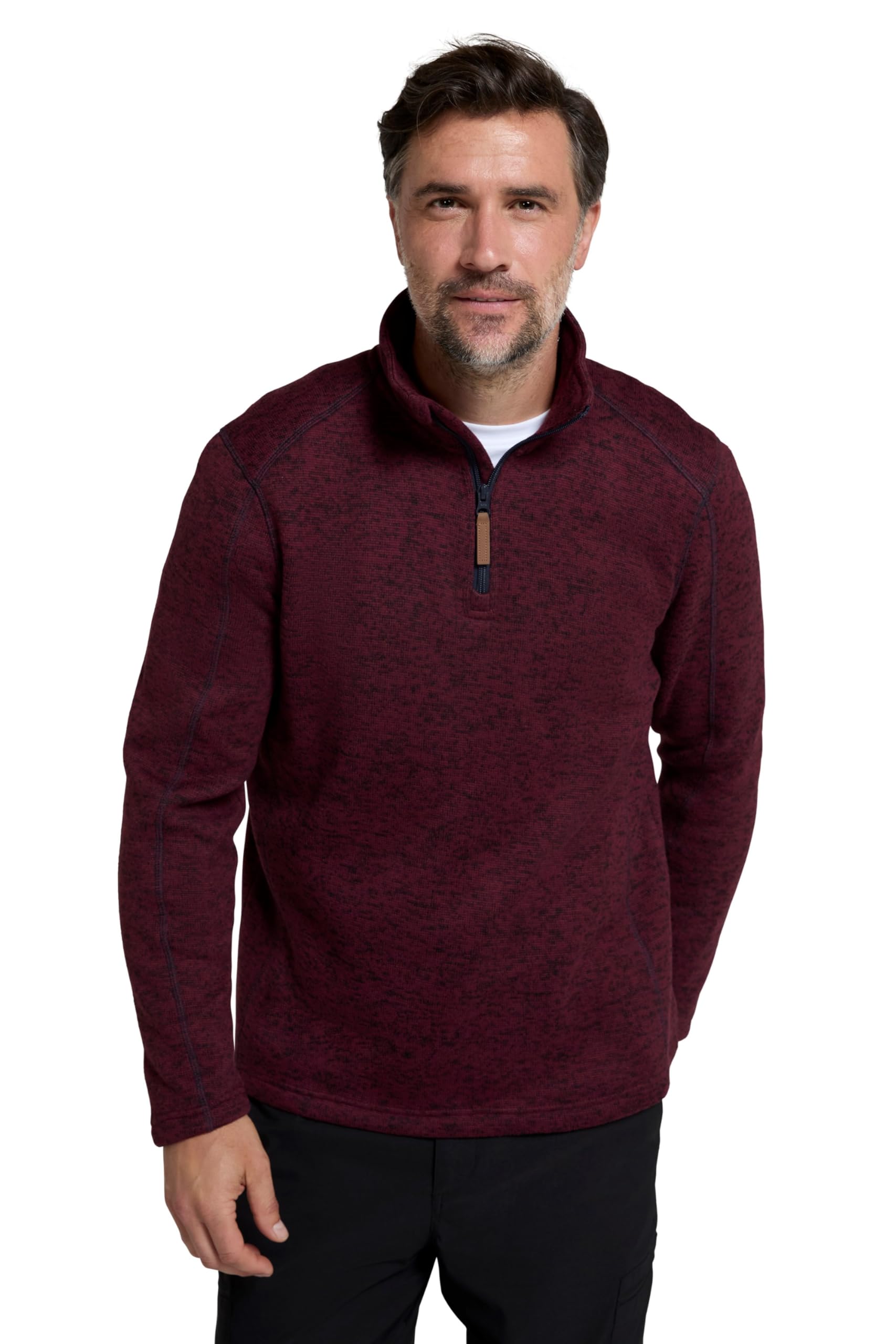 Mountain Warehouse Men's Dark Red Idris Half-Zip Fleece - Breathable Anti-Pill Microfleece, Lightweight Sweatshirt - Best For Spring Summer, Camping, Outdoors & Travelling 4XL