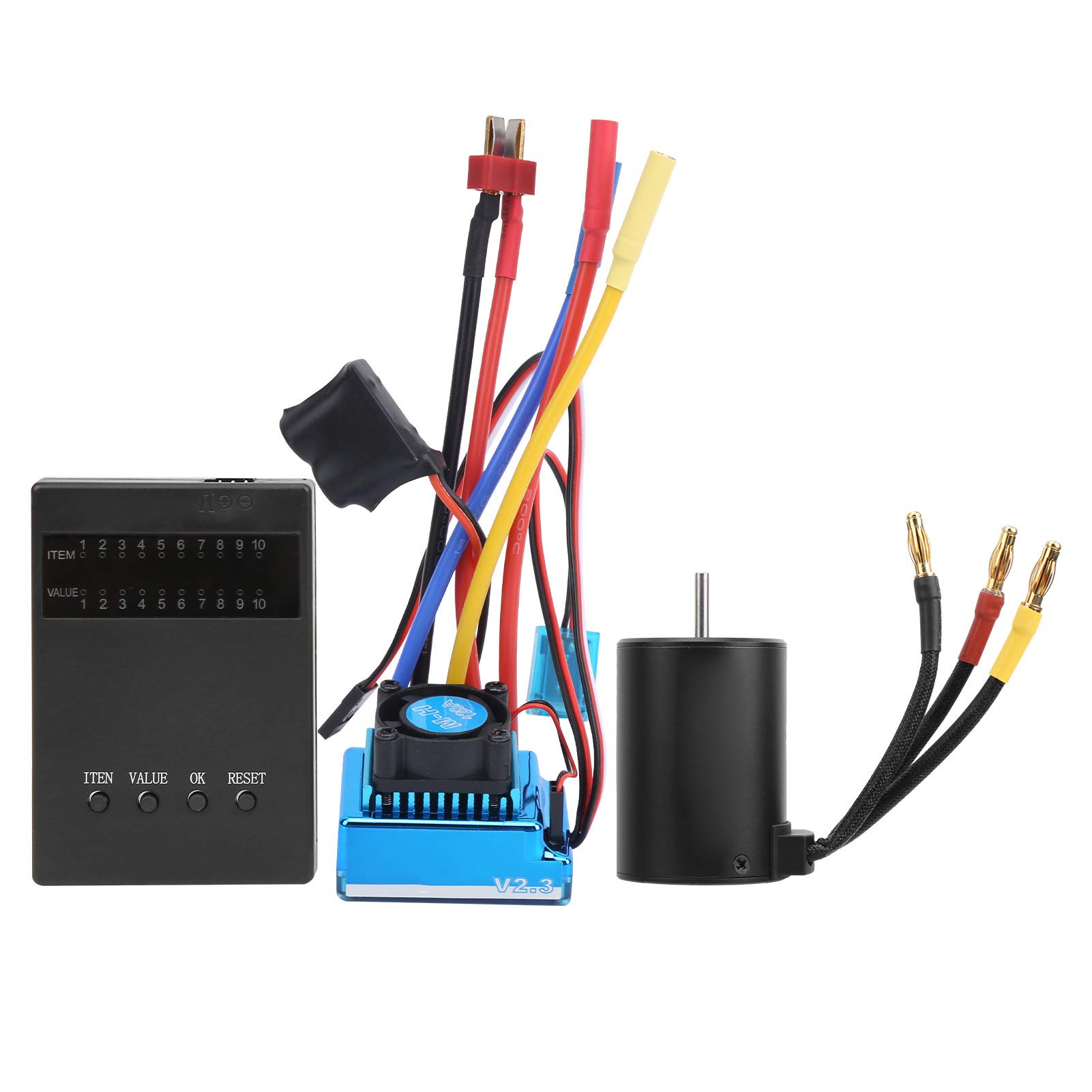 Tbest Scheda di Programma ESC per Motore RC, Scheda di Programma per Regolatore di velocità Elettrico Senza Spazzole 3650 2300KV Combo per Auto RC 1:10