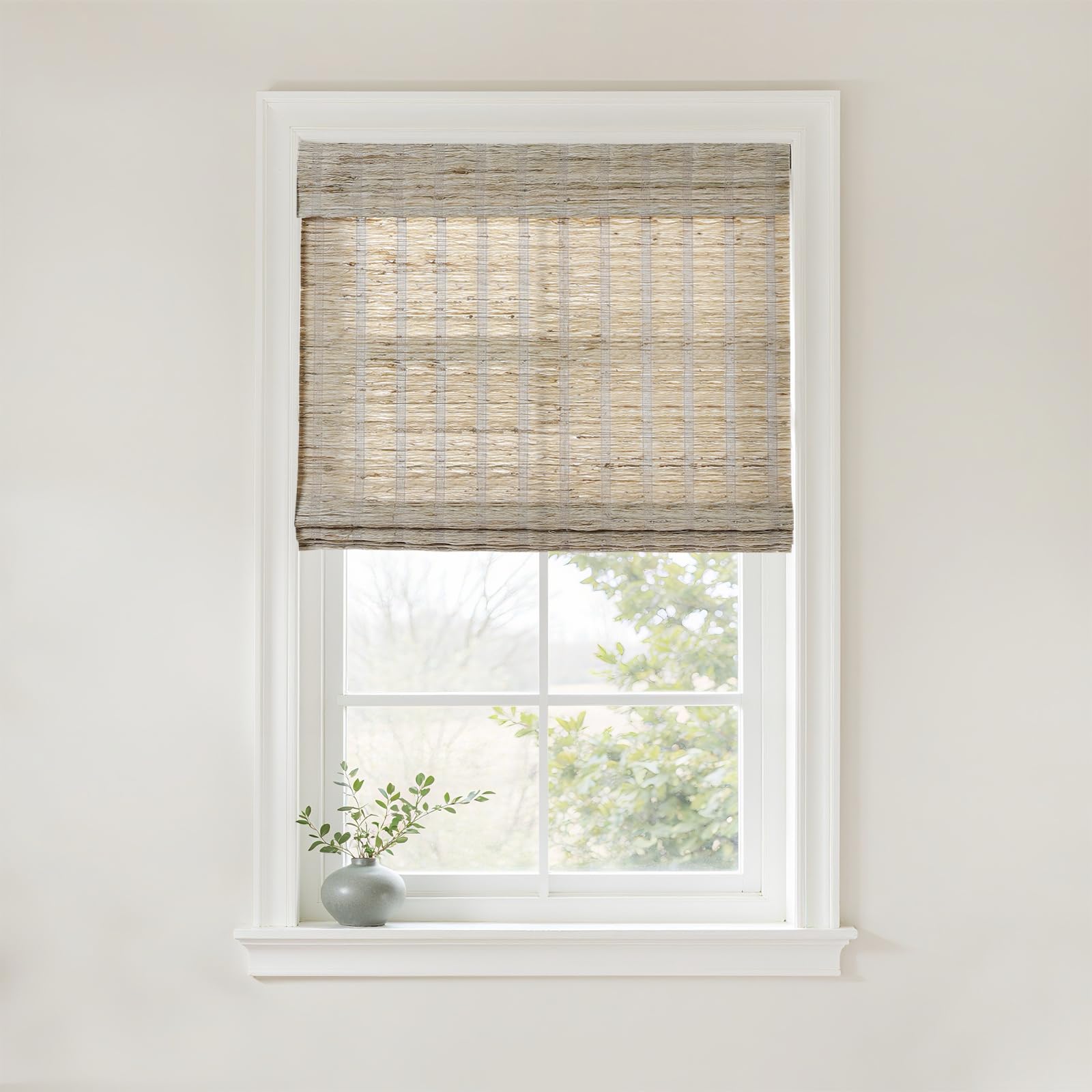Amazon.com: TWOPAGES Natural Woven No Drill Roman Shades, Custom